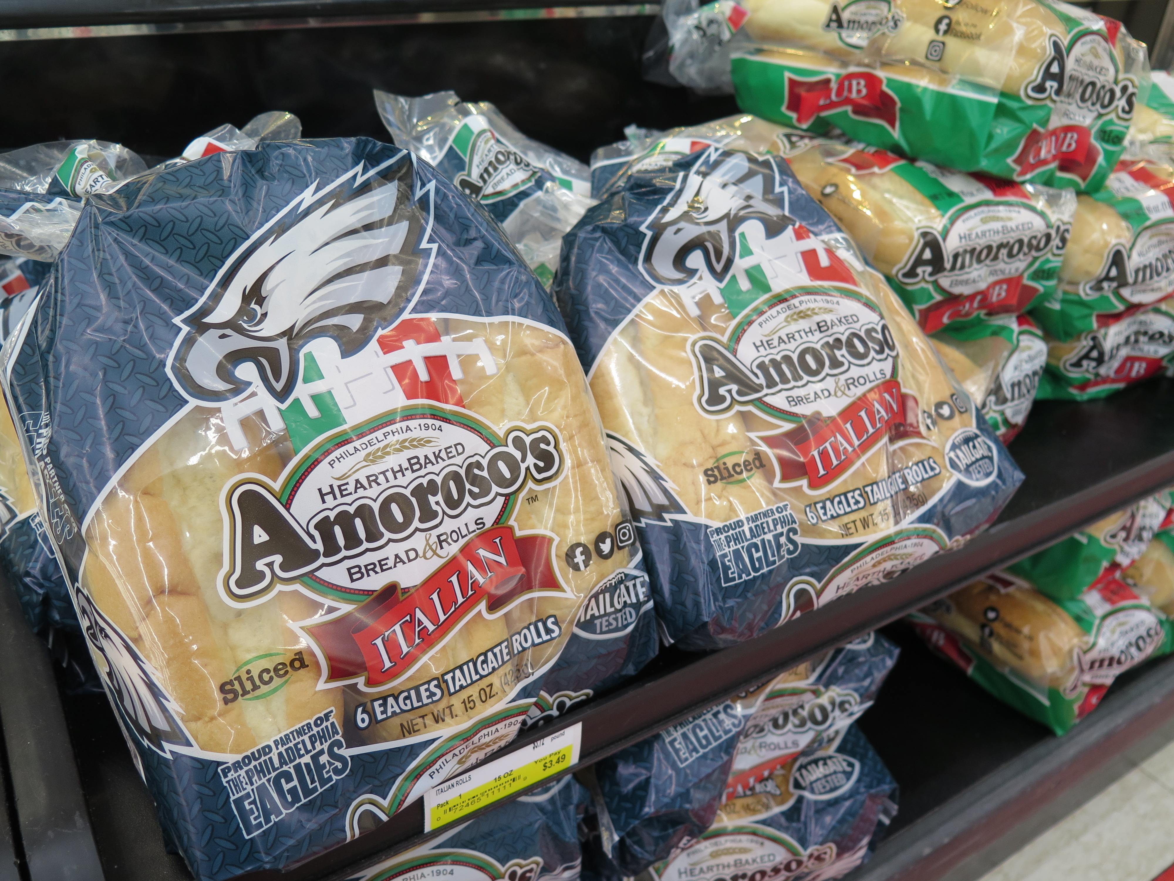 Rolls adorned with the Philadelphia Eagle's logo for sale at the Redner's Warehouse Markets in South Heidelberg Township. (DAVID MEKEEL - READING EAGLE)