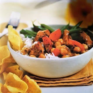 pollo con garbanzos y arroz