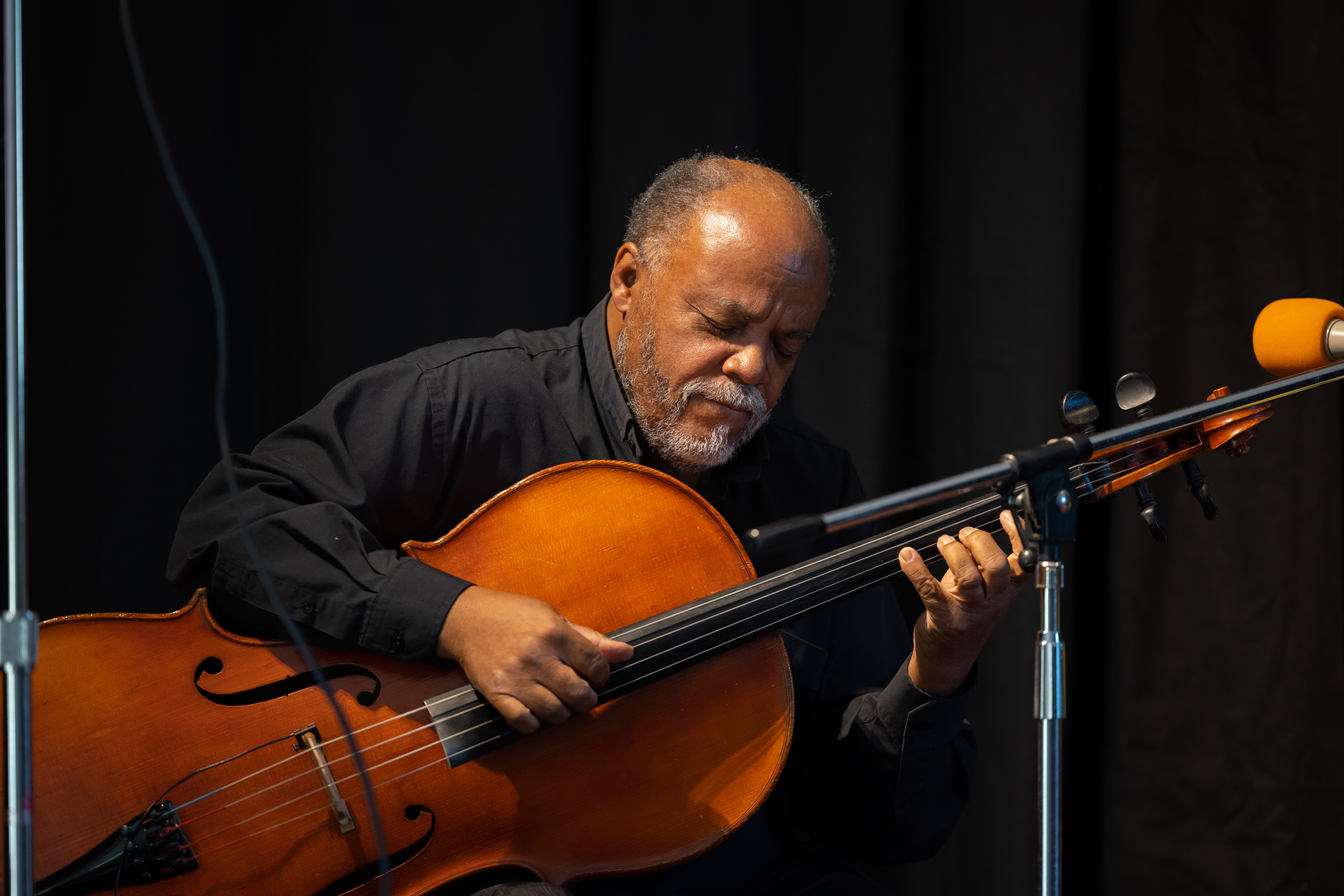 (Joshua DeLawrence for the Record-Bee)Clovis Lewis plays the cello during the Juneteenth event at the MAC.