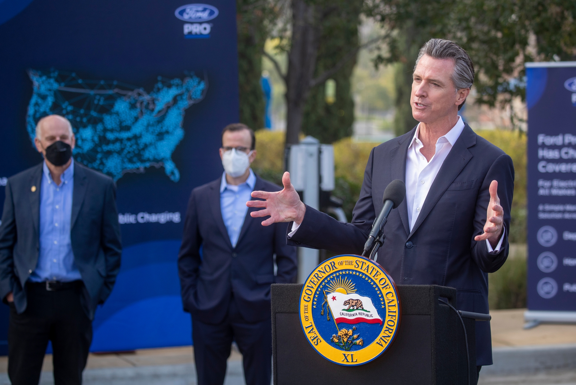 California Gov. Gavin Newsom holds a press conference at Ford Greenfield Labs in Palo Alto, Calif., Wednesday, Jan. 26, 2022, highlighting his proposed budget. (Photo: Karl Mondon/Bay Area News Group)
