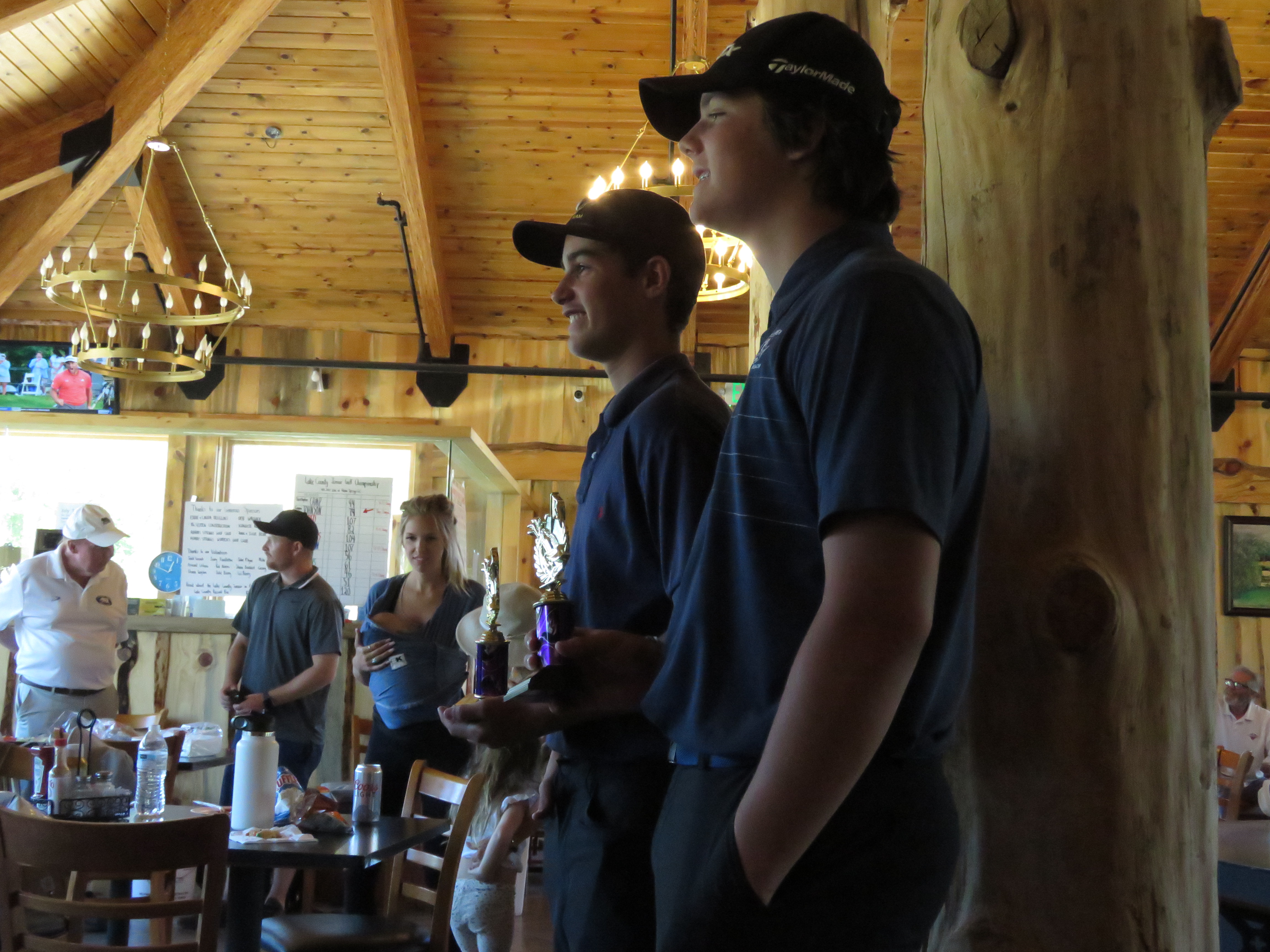 Middletown High School teammates Bodhi Moore (left) and Cooper Johnson pose for a photo following the awards ceremony. Johnson won the overall boys championship while Moore was the overall boys runner-up and the 14-15 flight champion.
