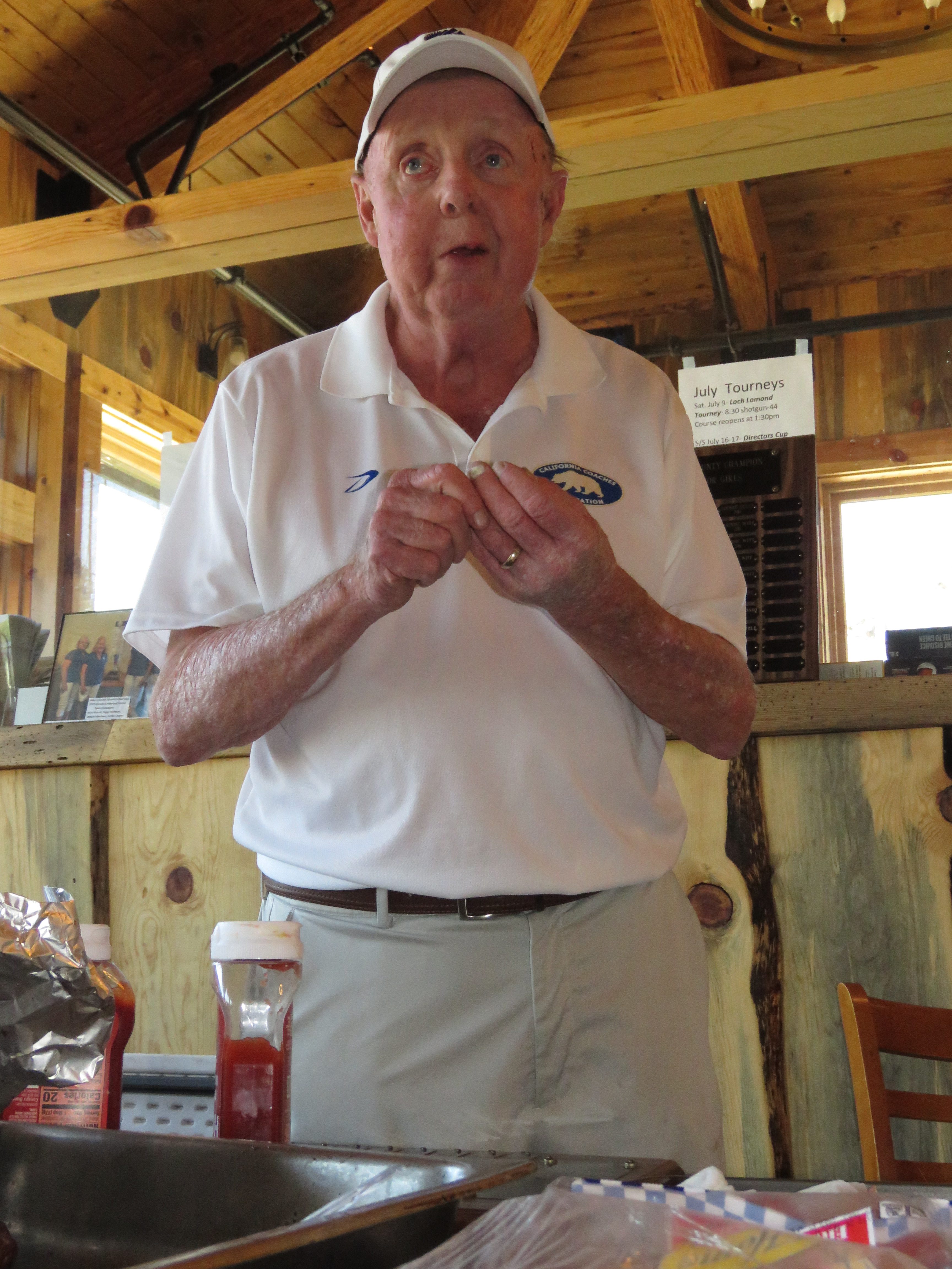 Tournament director John Berry, the longtime Kelseyville High School golf coach, addresses those in attendnace at the awards ceremony.