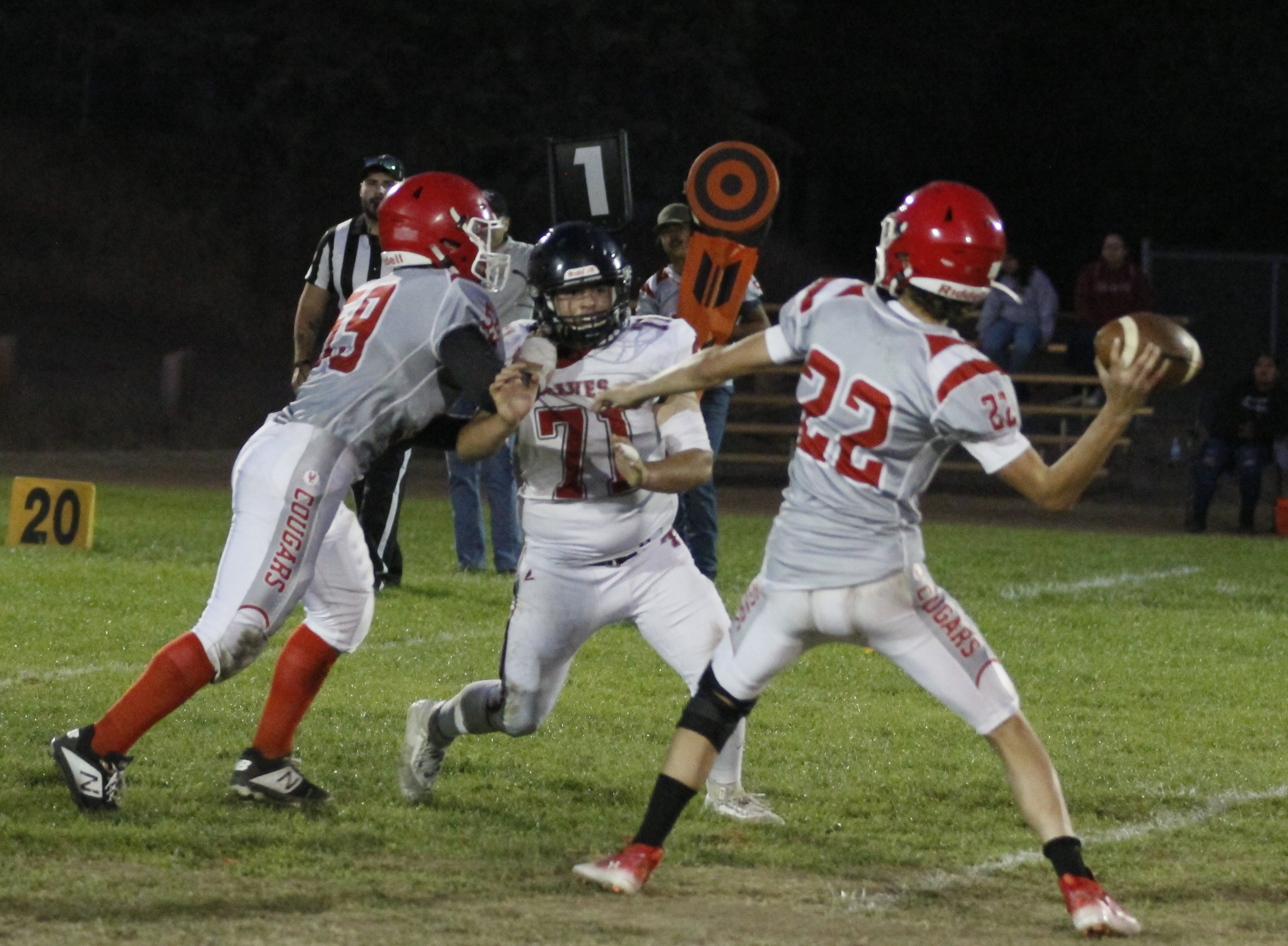 Upper Lake sophomore quarterback Jerod Rosales completed 10 of 12 passes for 125 yards and three touchdowns against Tomales. (Photos by Minenna Photography)