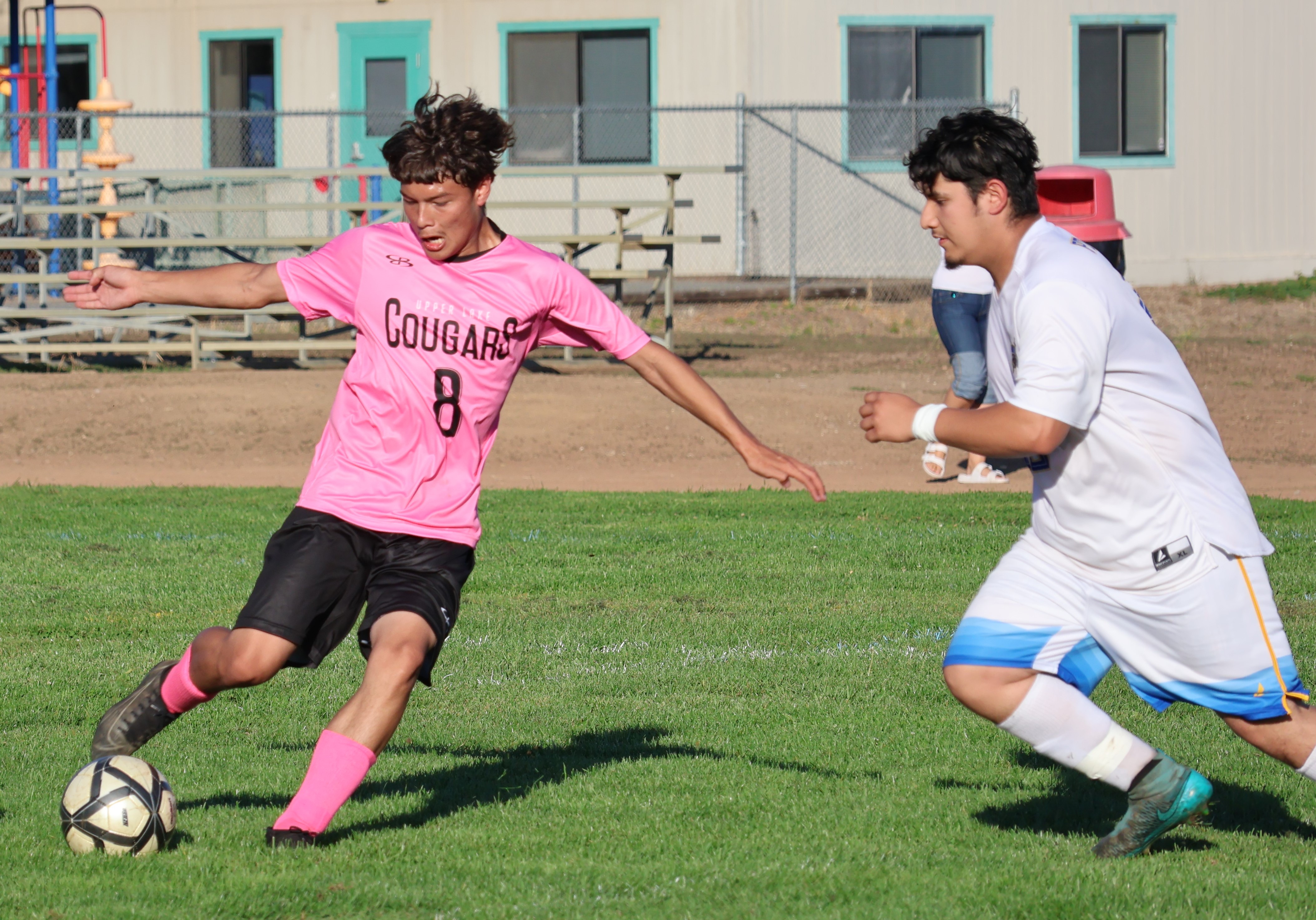 Upper Lake's Xavier Snow takes a shot on goal. (Photos by Brian Sumpter)