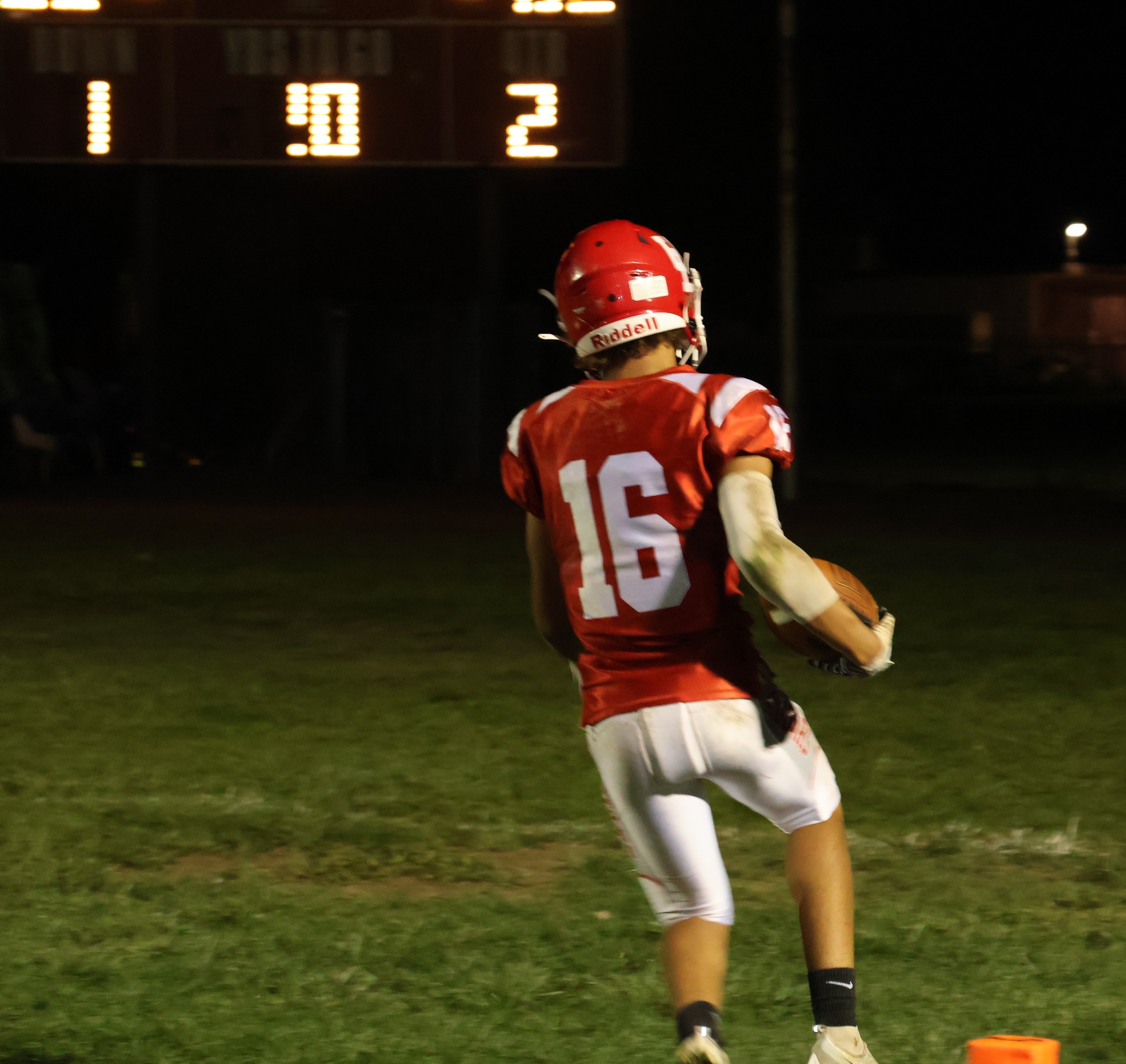 Upper Lake's Delaney Allison scores his second touchdown of the game, this one on a 18-yard reverse in the second quarter, against the Calistoga Wildcats. (Photos by Brian Sumpter)