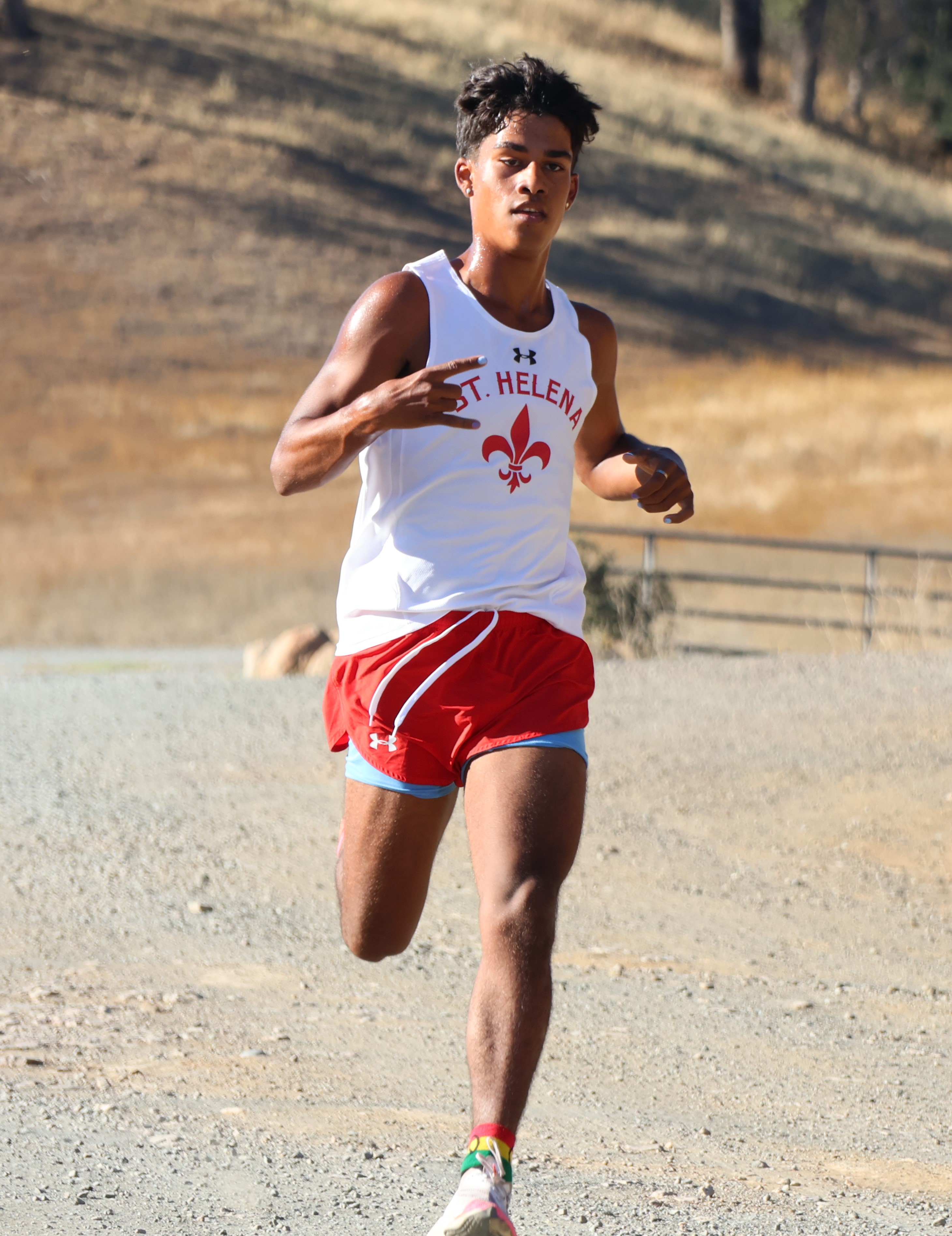 Cleo McClain, a St. Helena High School senior, won the varsity boys race in 17 minutes, 11 minutes, nearly three minutes ahead of teammate and runner-up Cole Joy (19:56). (Photos by Brian Sumpter)