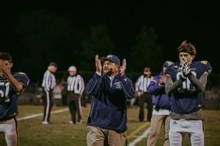 Middletown coach Bill Foltmer was honored during a pregame celebration Friday night before the Mustangs took the field against St. Helena. Foltmer won his 300th game two weeks against Cloverdale, one of only 11 California football coaches ever to reach that milestone. (Photos courtesy of Geri Costlow)