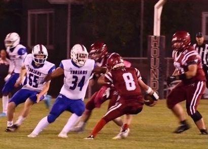 Kaiwene Geary (34) of Lower Lake closes in for the tackle during a non-league game at Healdsburg early in the 2022 season. (Courtesy photo)