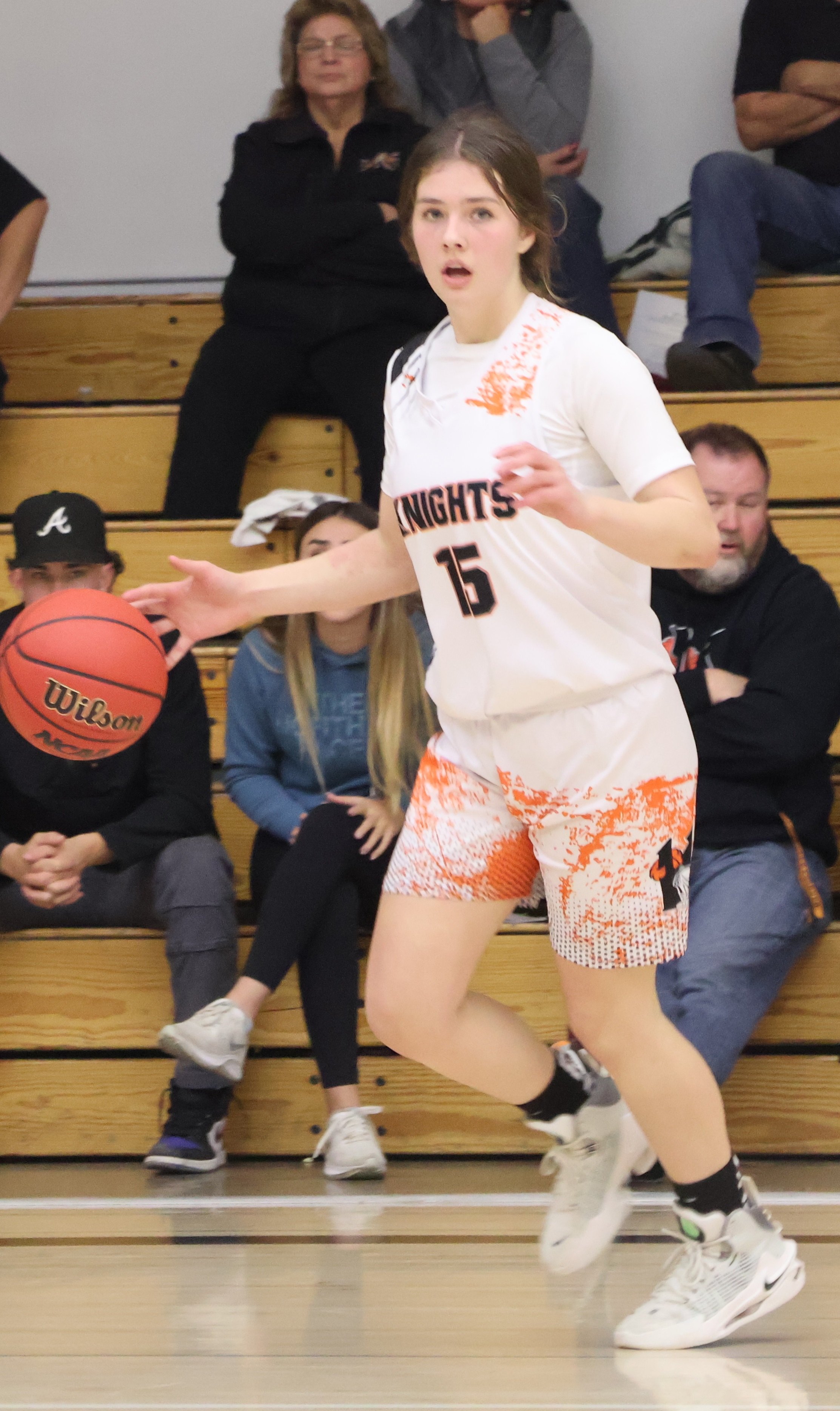 Kelseyville's Lilly Wiser brings the ball up the court against Lower Lake. (Photos by Brian Sumpter)