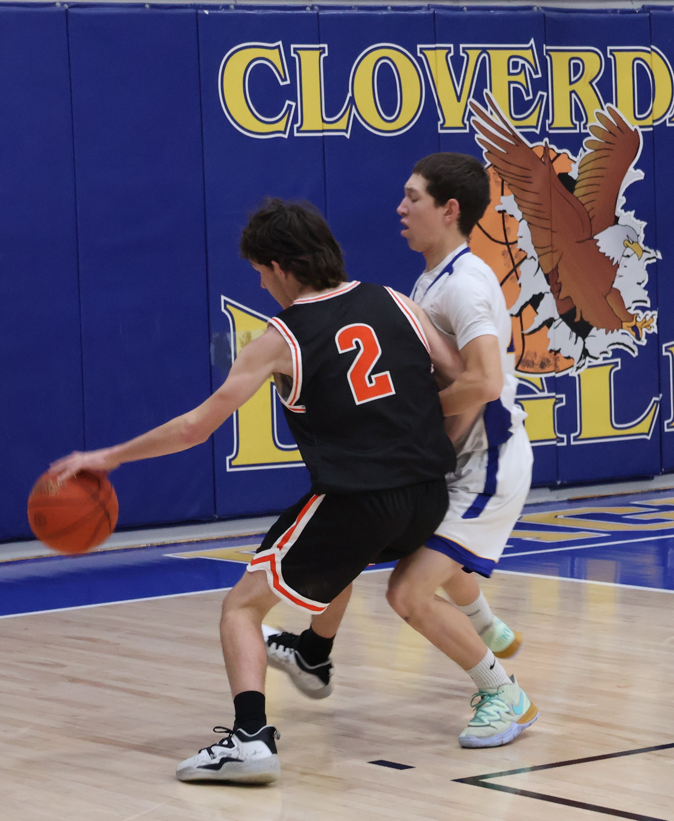 Kelseyville's Gene Holdenried drives inside during the second half. He scored five points in the Knights' 57-40 loss on Saturday night in Cloverdale.