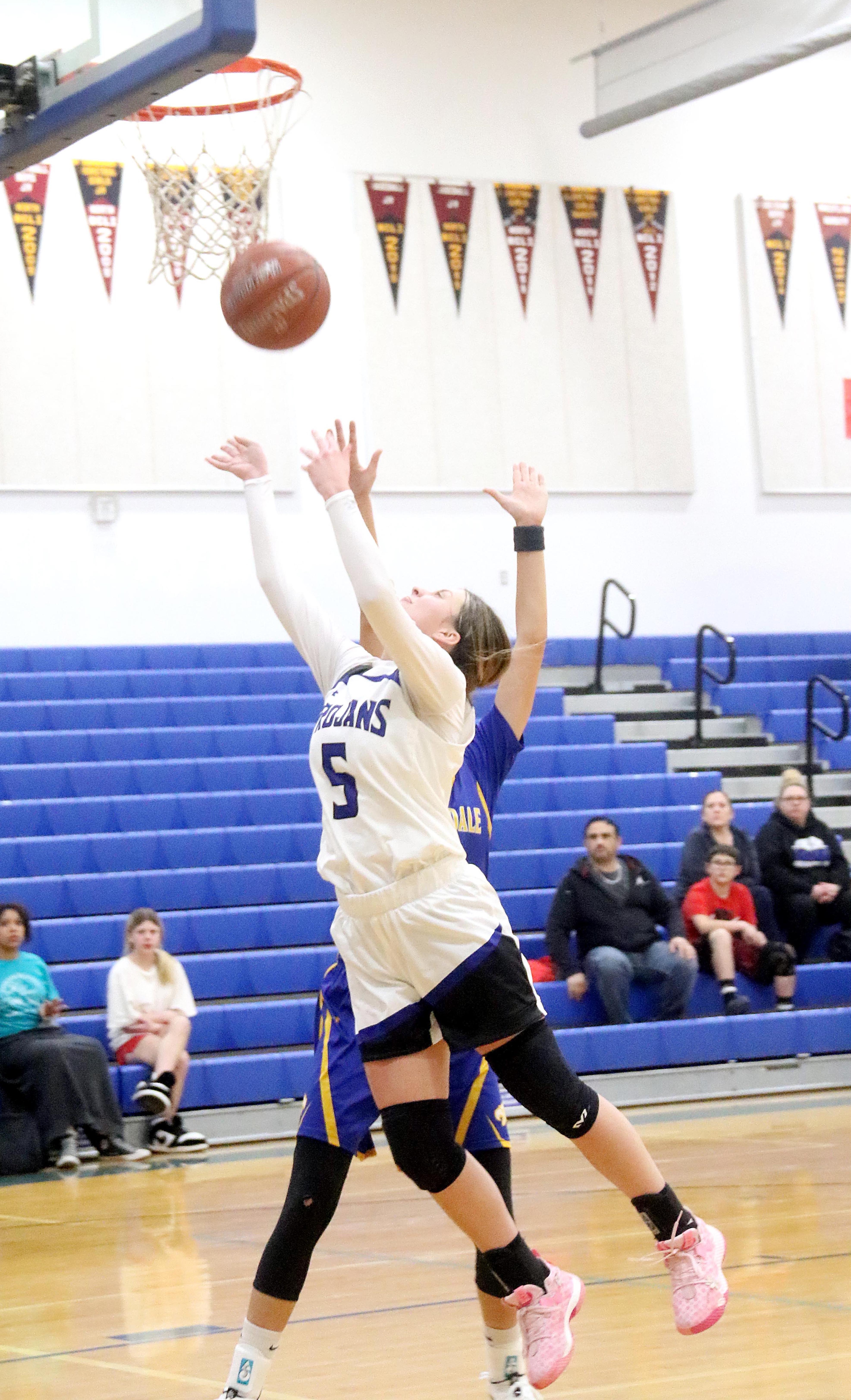 Lower Lake's Tiahna Tubbs scored a team-best 16 points in a 57-38 league loss to Cloverdale on Tuesday night in Lower Lake, a game that turned physical and chippy in the second half. (Photo by Minenna Photography)