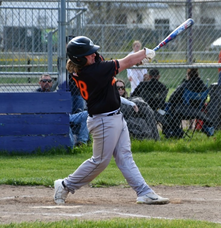 Kelseyville's Jon Dougherty went 3-for-4 with a triple and three RBIs and he also pitched two innings for the save Tuesday afternoon as the Knights held off the Middletown Mustangs 9-8 in North Central League I varsity baseball action at Wes Martin Field. (Photo courtesy of Marcy LeBoy)