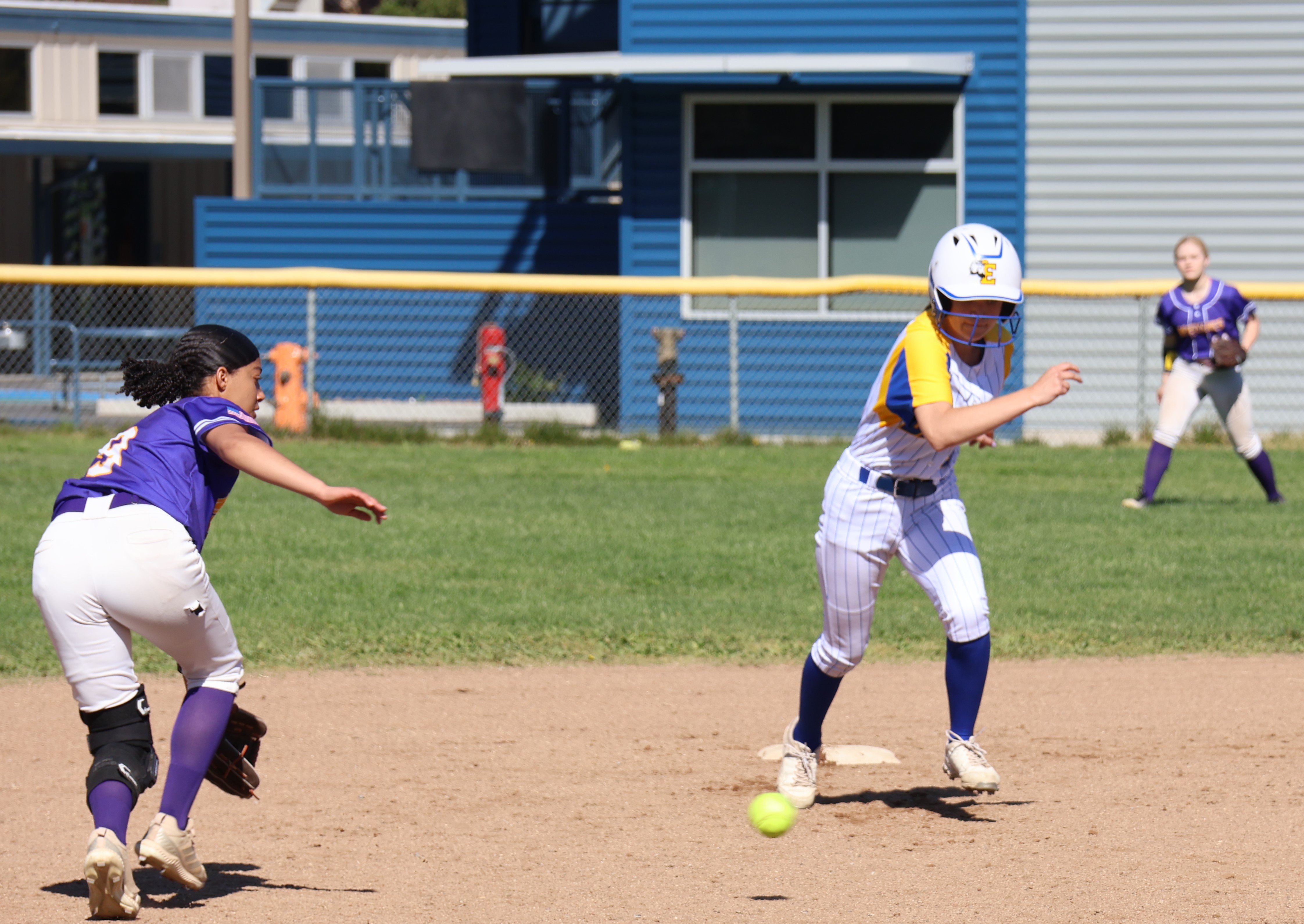 Middletown shortstop Jaidyn Brown tracks a grounder at shortstop before fielding the ball and throwing to first base for the out Tuesday afternoon at Cloverdale. It was a tough day for the Mustangs, who fell 22-2 in five innings. (Photos by Brian Sumpter)