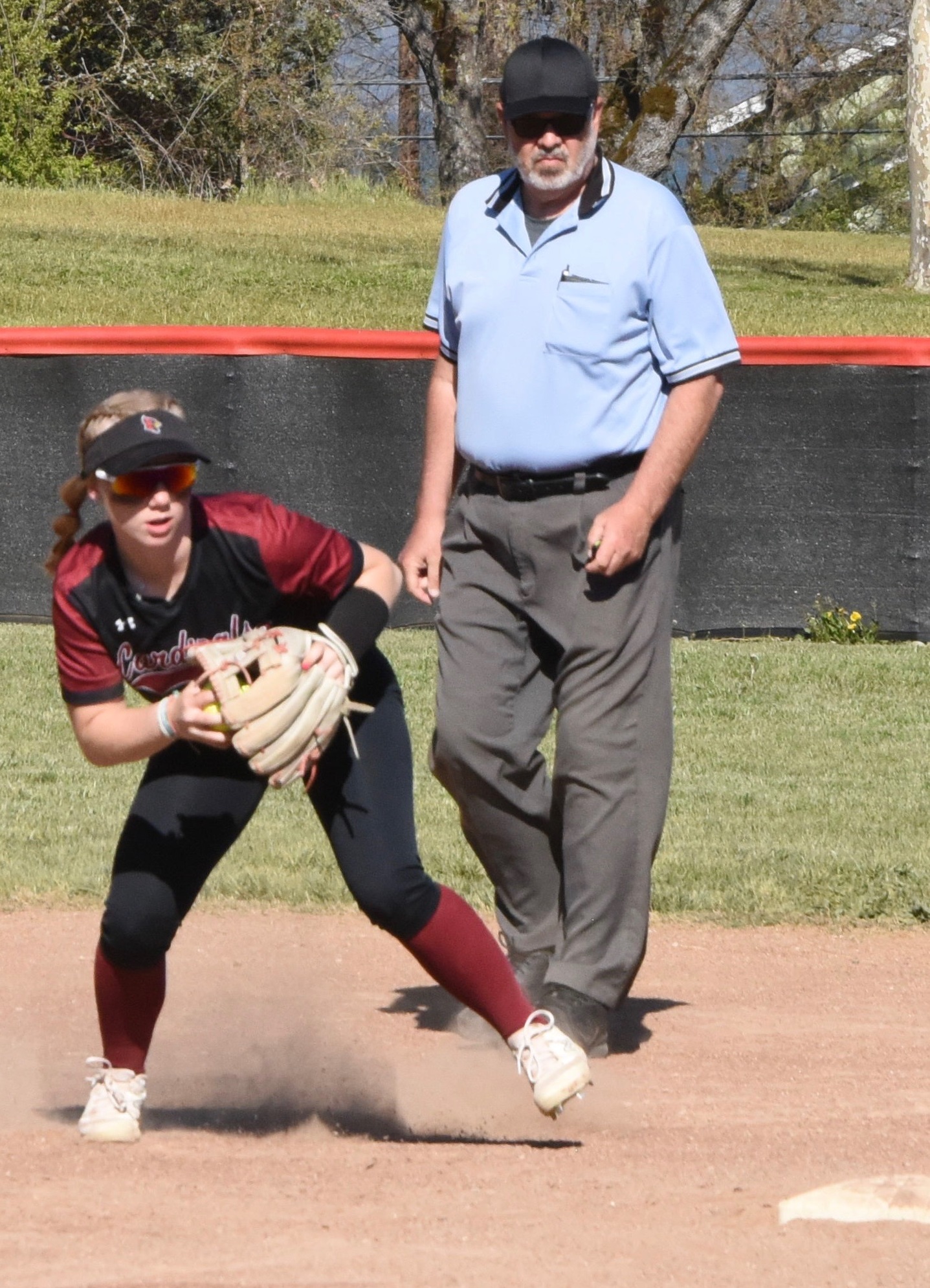 Clear Lake shortstop Amber Smart fields a grounder near second base in the top of the third inning that she turned into an inning-ending double play. (Photos courtesy of Trett Bishop)