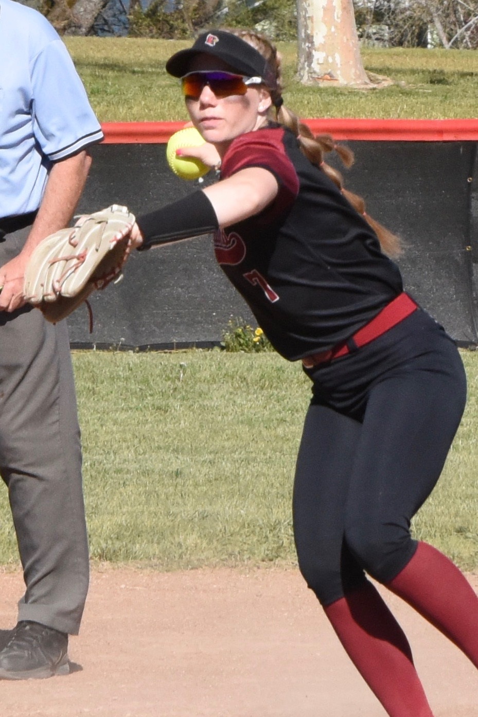 After stepping on second for the force play in the top of the third inning, Clear Lake shortstop Amber Smart prepares to throw the ball to first base to complete a double play. Her throw arrived in plenty of time although it wouldn't have mattered since the San Rafael runner headed for second base was called out for not sliding, guaranteeing a double play because of obstruction. Clear Lake beat San Rafael 5-4 in non-league action Thursday in Lakeport. (Photos courtesy of Trett Bishop)