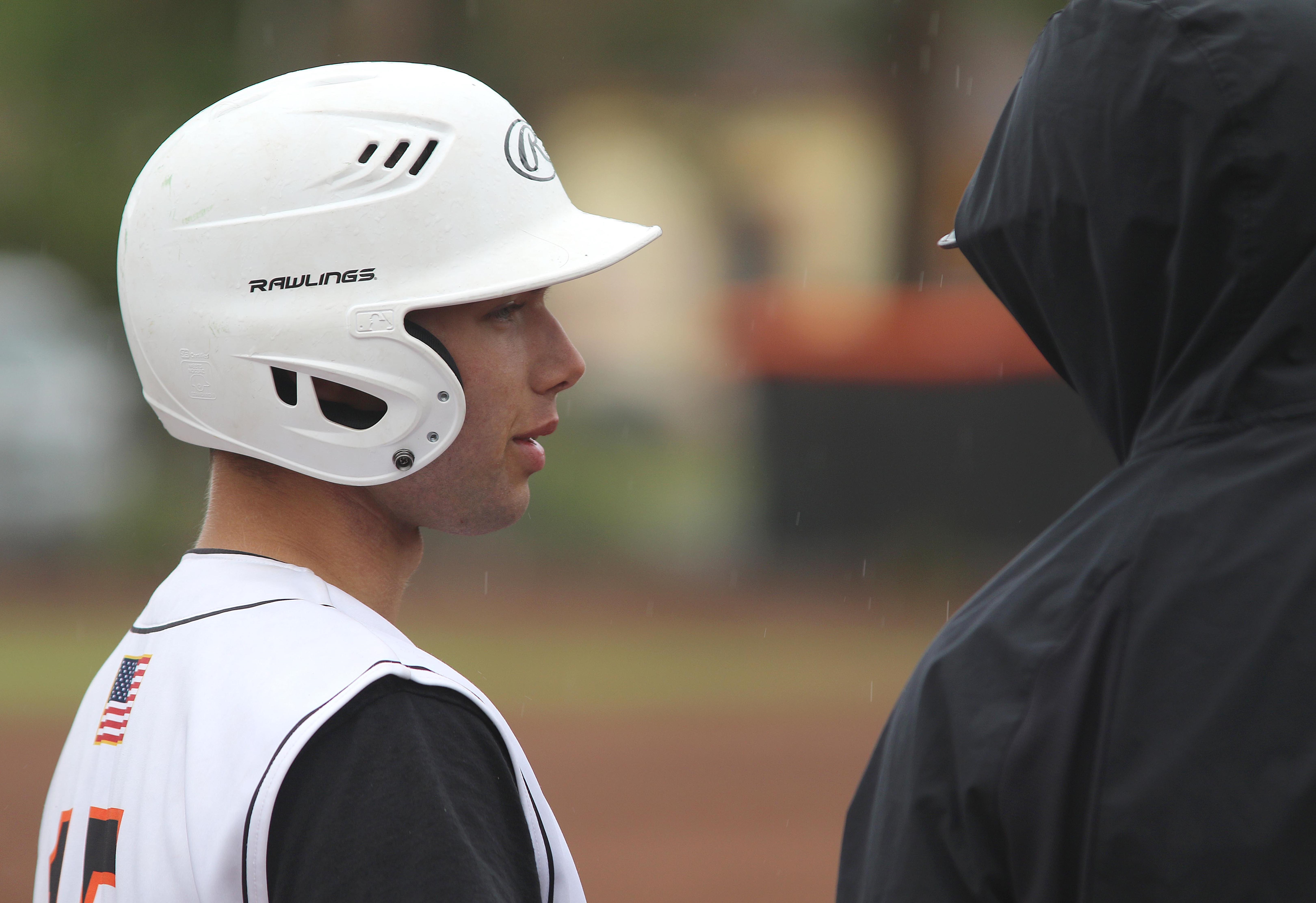 Jefke Schoonjans, Kelseyville's foreign exchange student from Belgium, looks on during Friday's action against Willits. Until this year, Schoonjans had never played baseball before. (Photos by Minenna Photography)