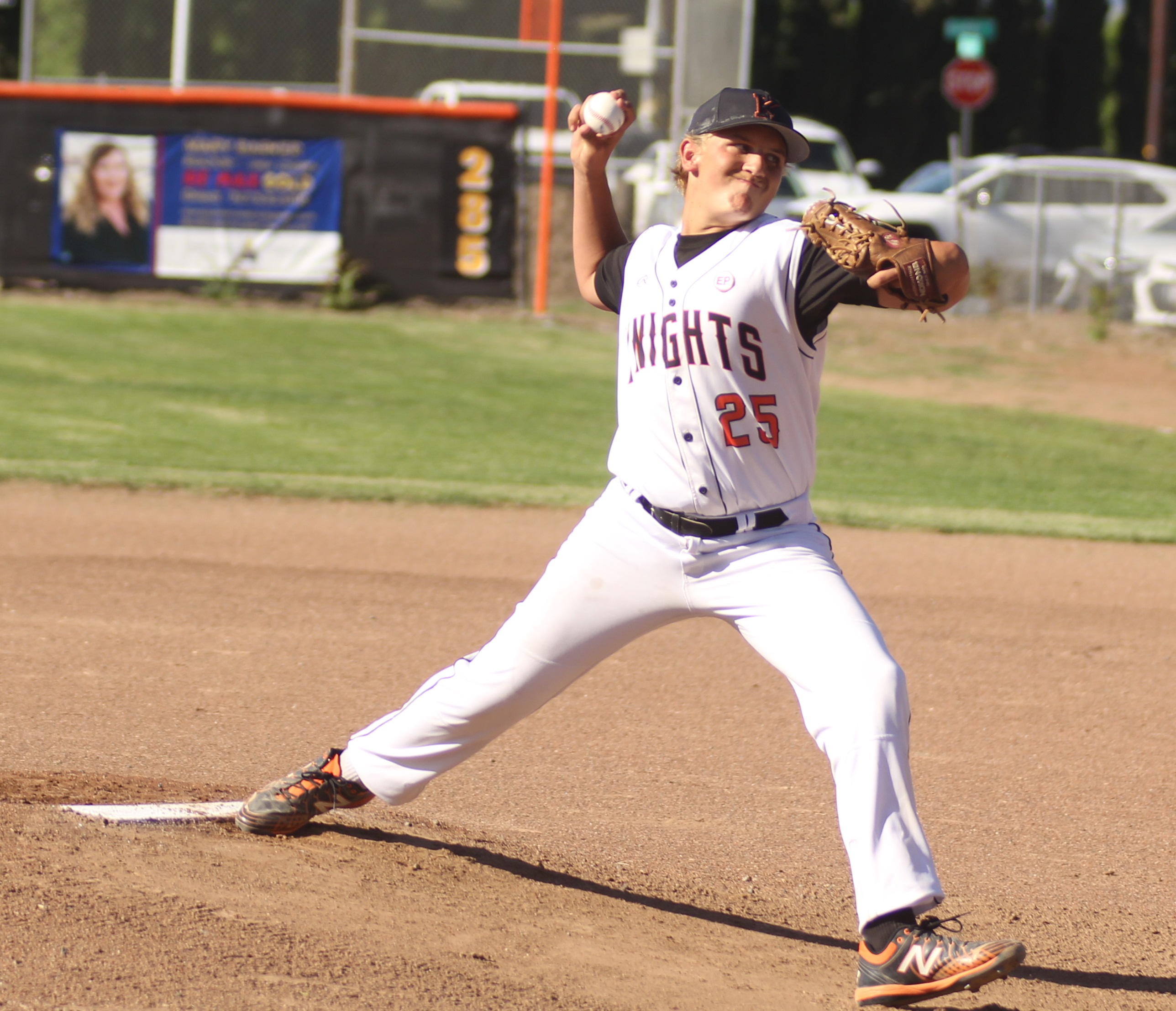 Kelseyville sophomore pitcher Brock Barrick allowed just four hits and struck out eight while going the distance for the win against St. Patrick-St. Vincent of Vallejo. It was the first postseason victory for the Knights since 2017 when Logan Barrick, Brock's older brother, pitched Kelseyville to a 5-4 win over Del Norte in the quarterfinal round. (Photos by Minenna Photography)