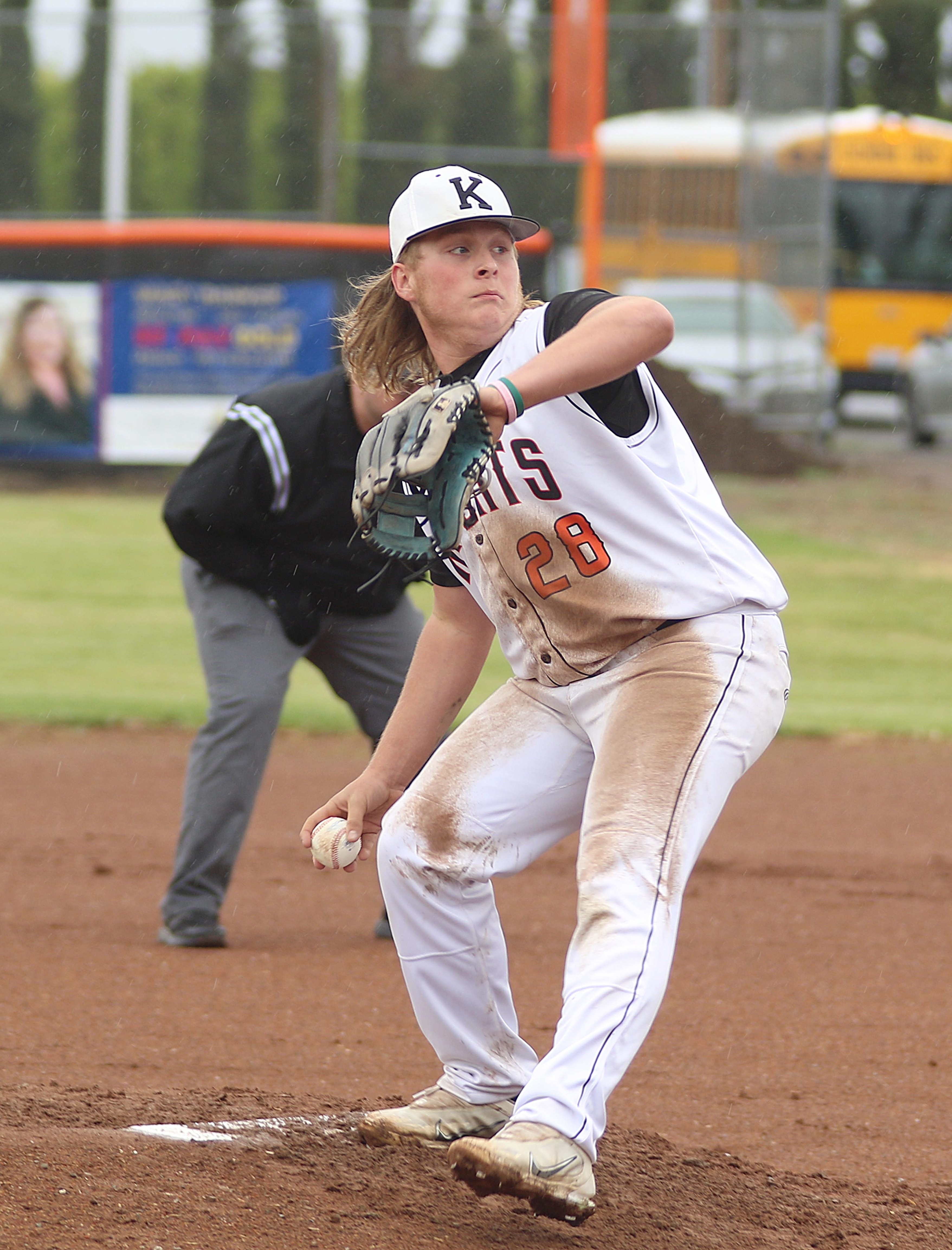Jon Dougherty pitched a four-hitter and didn't allow an earned run in Kelseyville's 9-2 league win over the Willits Wolverines on Friday afternoon in Kelseyville. He also had one of the Knights' nine hits. (Photos by Minenna Photography)