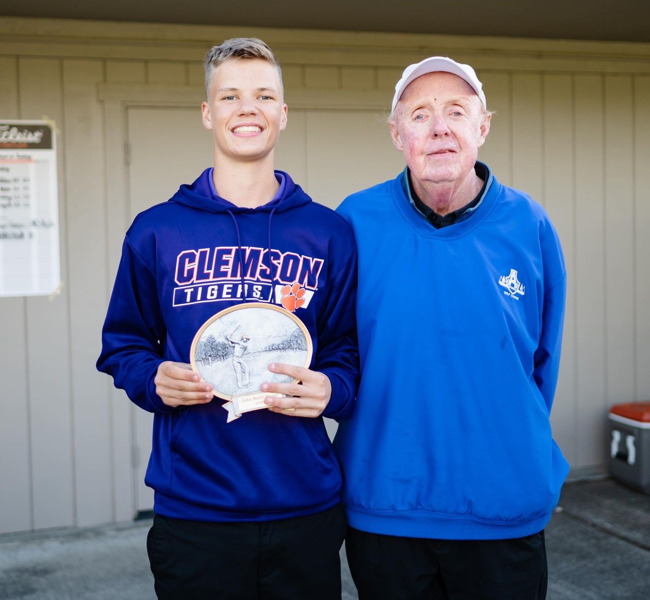 Middletown's Dom Williams is the recipient of the inaugural John Berry Sportsmanship Award. He received the award from Kelseyville's longtime head coach. (Photos courtesy of Geri Costlow)
