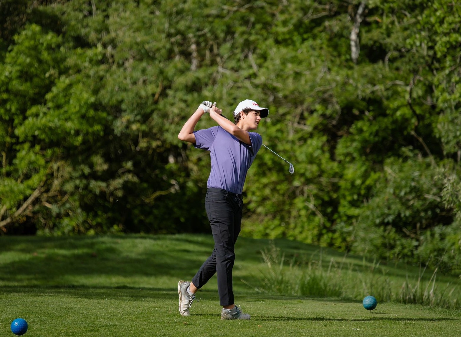 Middletown's Bodhi Moore drives the ball down the fairway at Rooster Run Golf Club in Petaluma. Moore carded a round of 86. (Photos courtesy of Geri Costlow)
