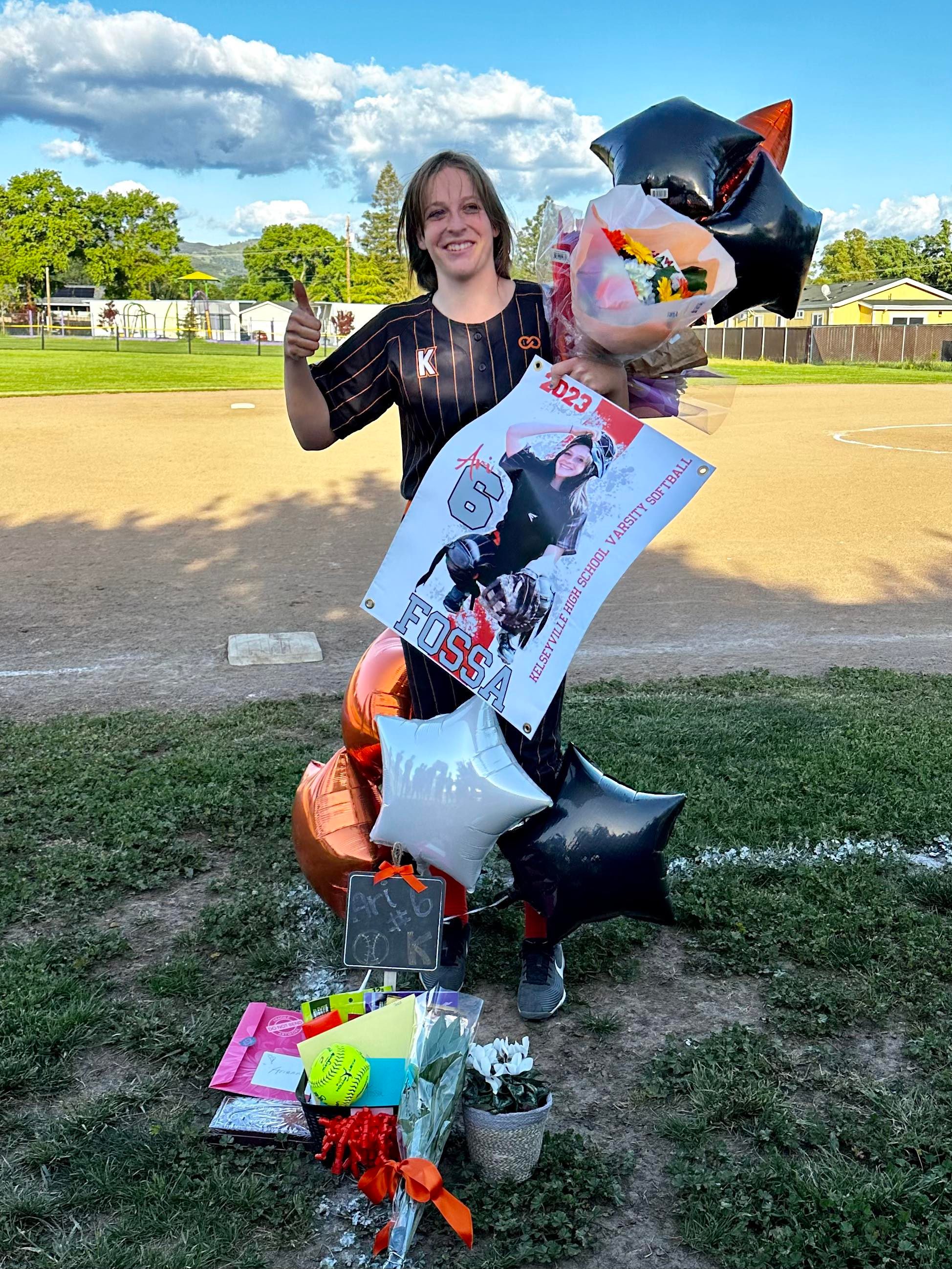 Kelseyville's Ari Fossa was honored by Lower Lake's players. (Photo courtesy of Amber McIntire)