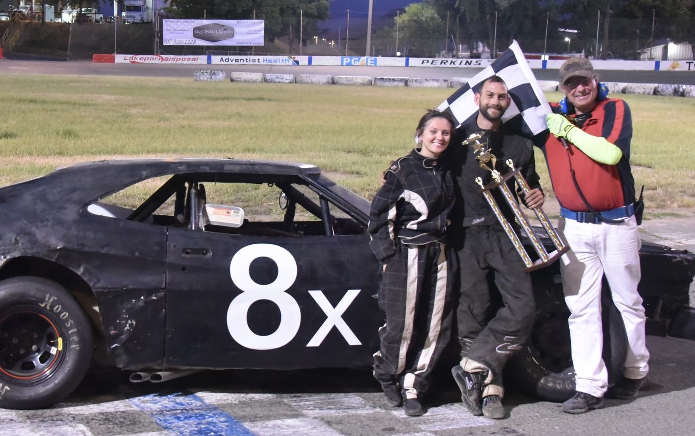 Thomas Esberg won the bomber main event Saturday night at the Lakeport Speedway. (Photos courtesy of Russell Bishop)
