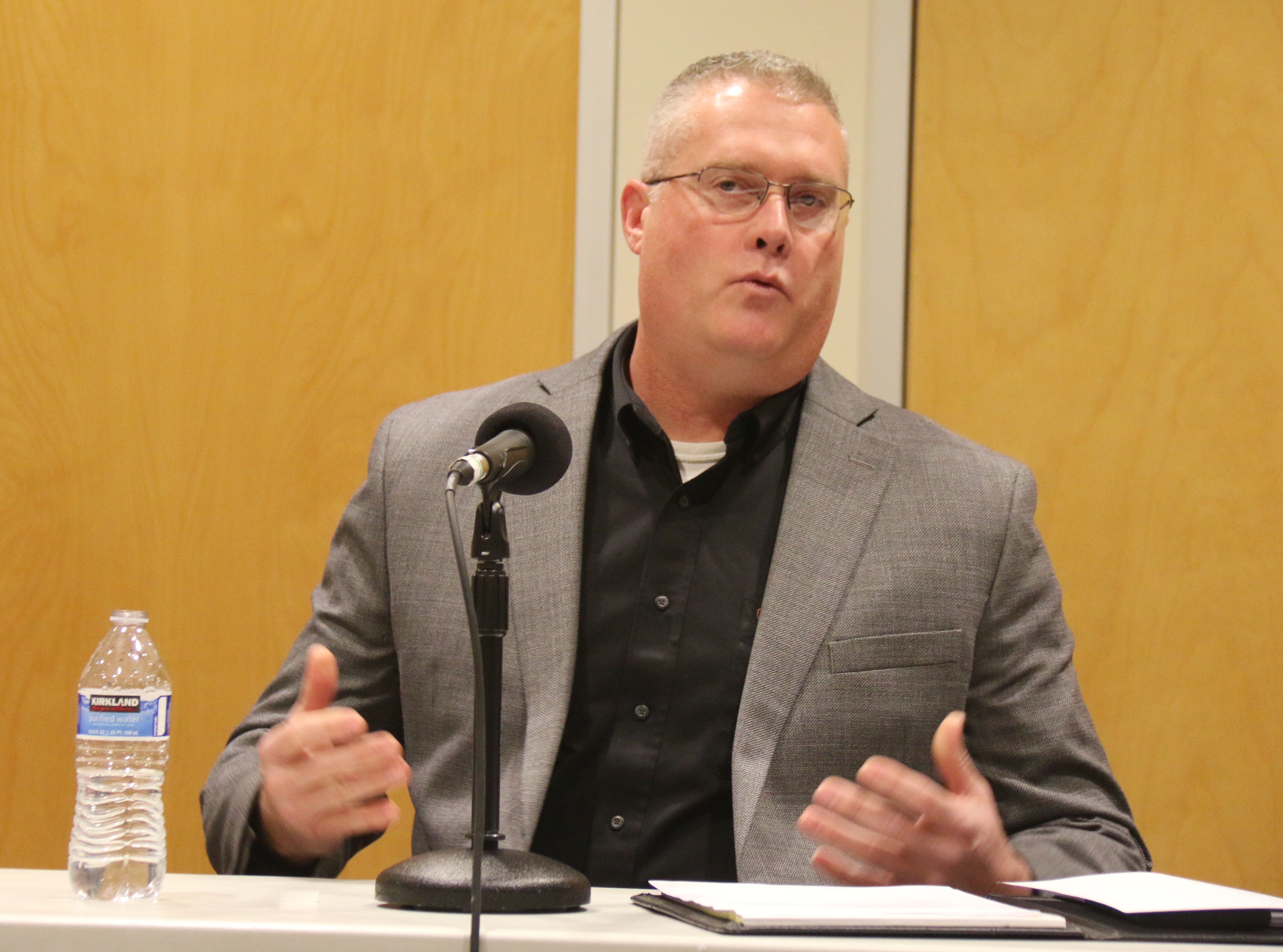 Administrative Lt. Luke Bingham, spoke before the MiddletownArea Town Hall, Dec. 14, regarding his plans to add transparency and accountability for the actions taken by the Lake County Sheriff's Office once he is sworn into office. Current Sheriff Rob Howe already declined to seek a full term in the March 5, 2024 primary election, and Bingham will run unopposed in the Lake County Sheriff's election. (William Roller-Lake County Publishing)