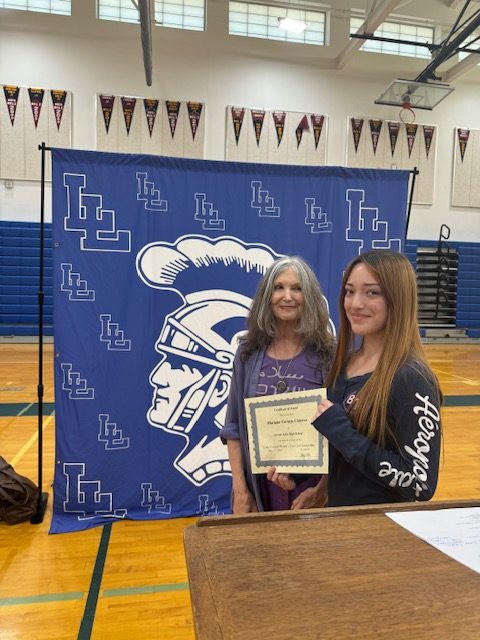 (From left:) LCWCC's Deb Fredrickson, Scholarship Chairperson and scholarship winner Lower Lake student Mariana Cornejo. (courtesy photo)