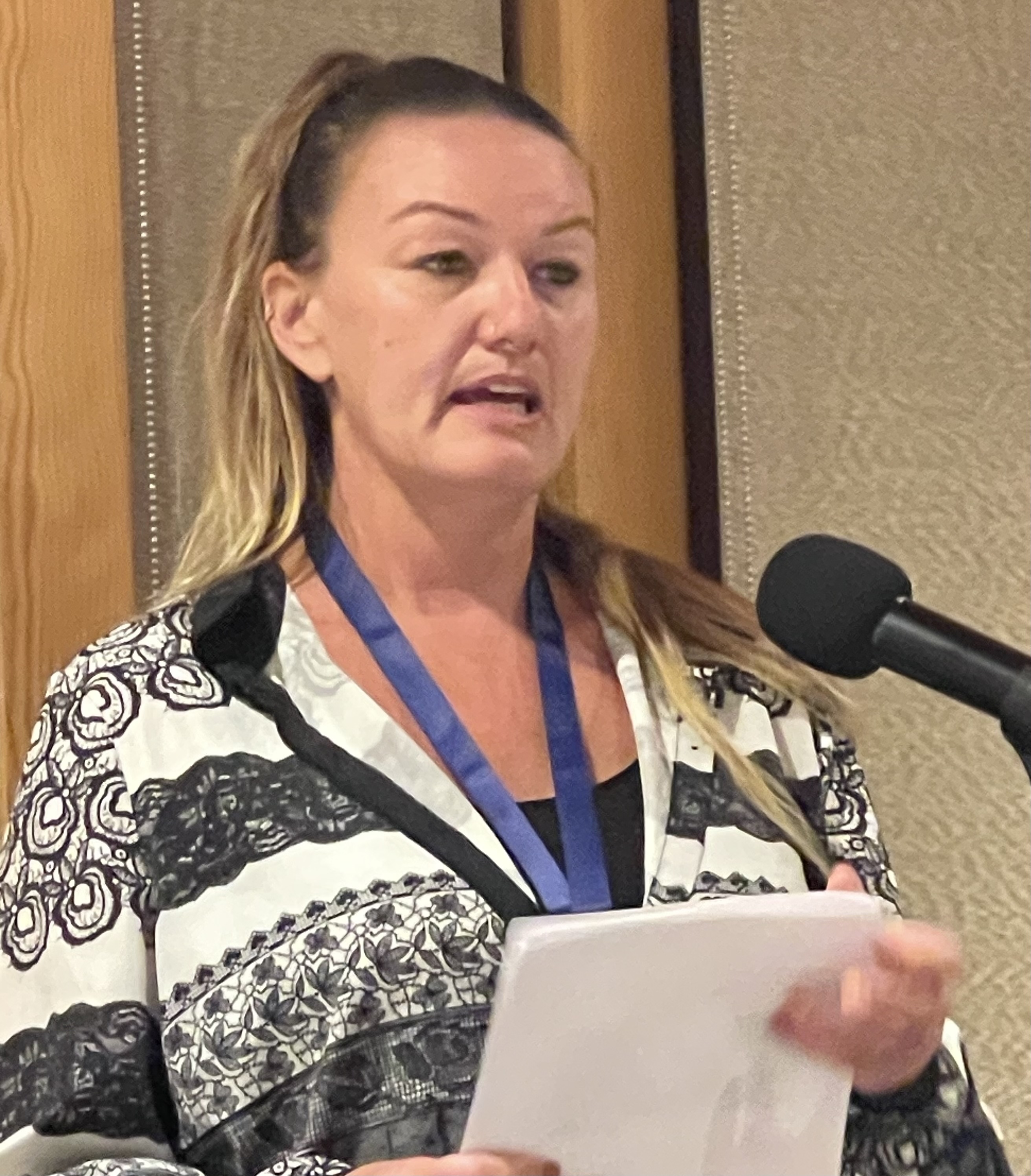 Trish Turner Assistant Planner with the Community Development Department, gives an overview of the Lake County 2050 plan at the MATH meeting on Sept. 12. (Frederic Lahey for the Record-Bee).