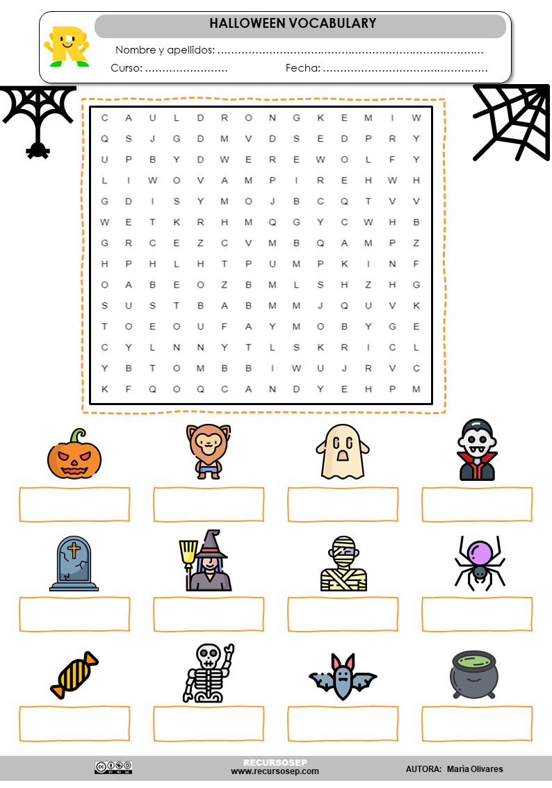 Sopa De Letras Vocabulario De Halloween En Ingles
