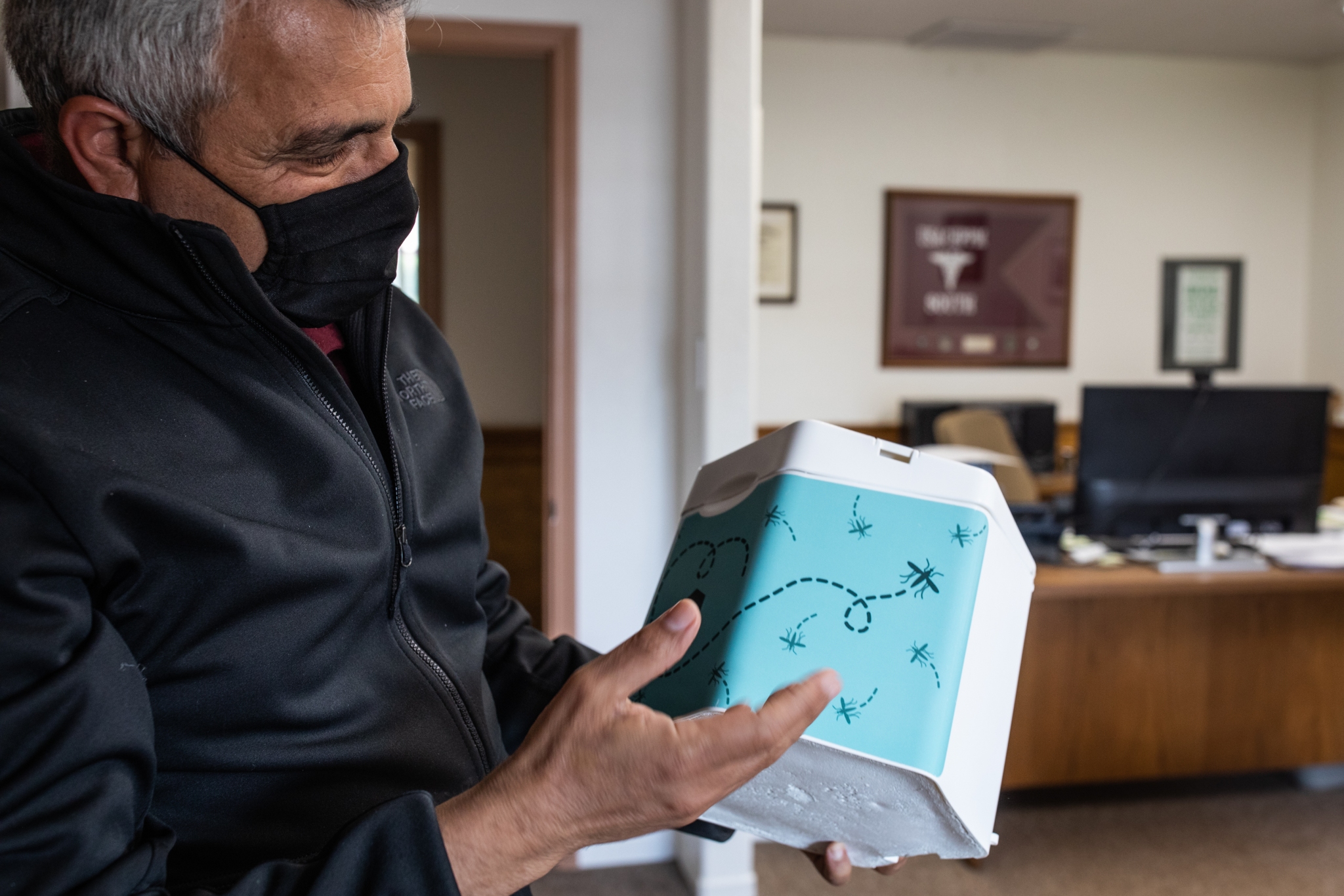Mustapha Debboun holds product prototype