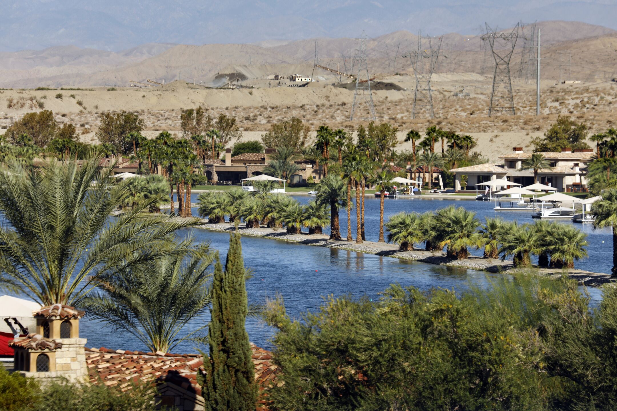 Shadow Lake Estates in Indio is a housing development built around an artificial lake where people go swimming, boating and water skiing.