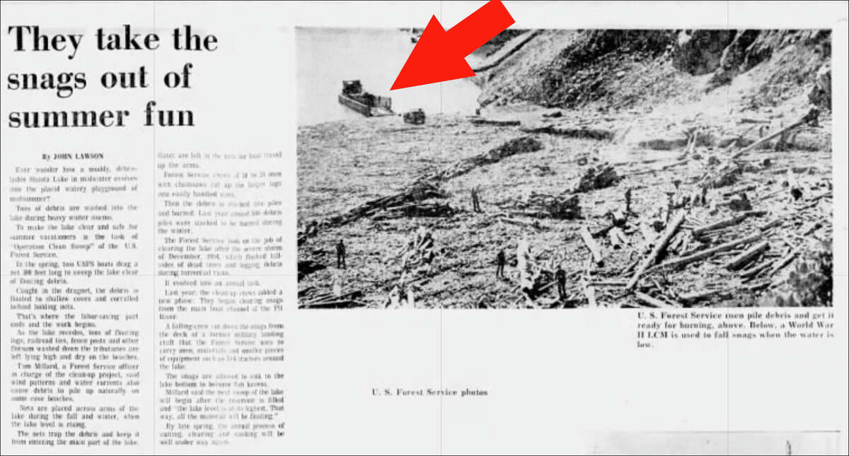 A February 1969 article in the Redding Record Searchlight showed a military landing craft being used to dredge Lake Shasta.