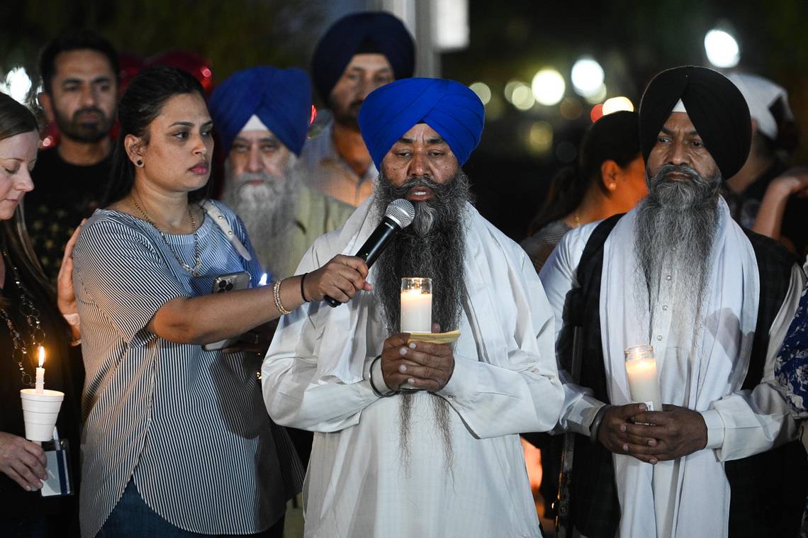 Mourners gather in Merced's Bob Hart Square on Thursday to remember four family members who were kidnapped at gunpoint and murdered. 