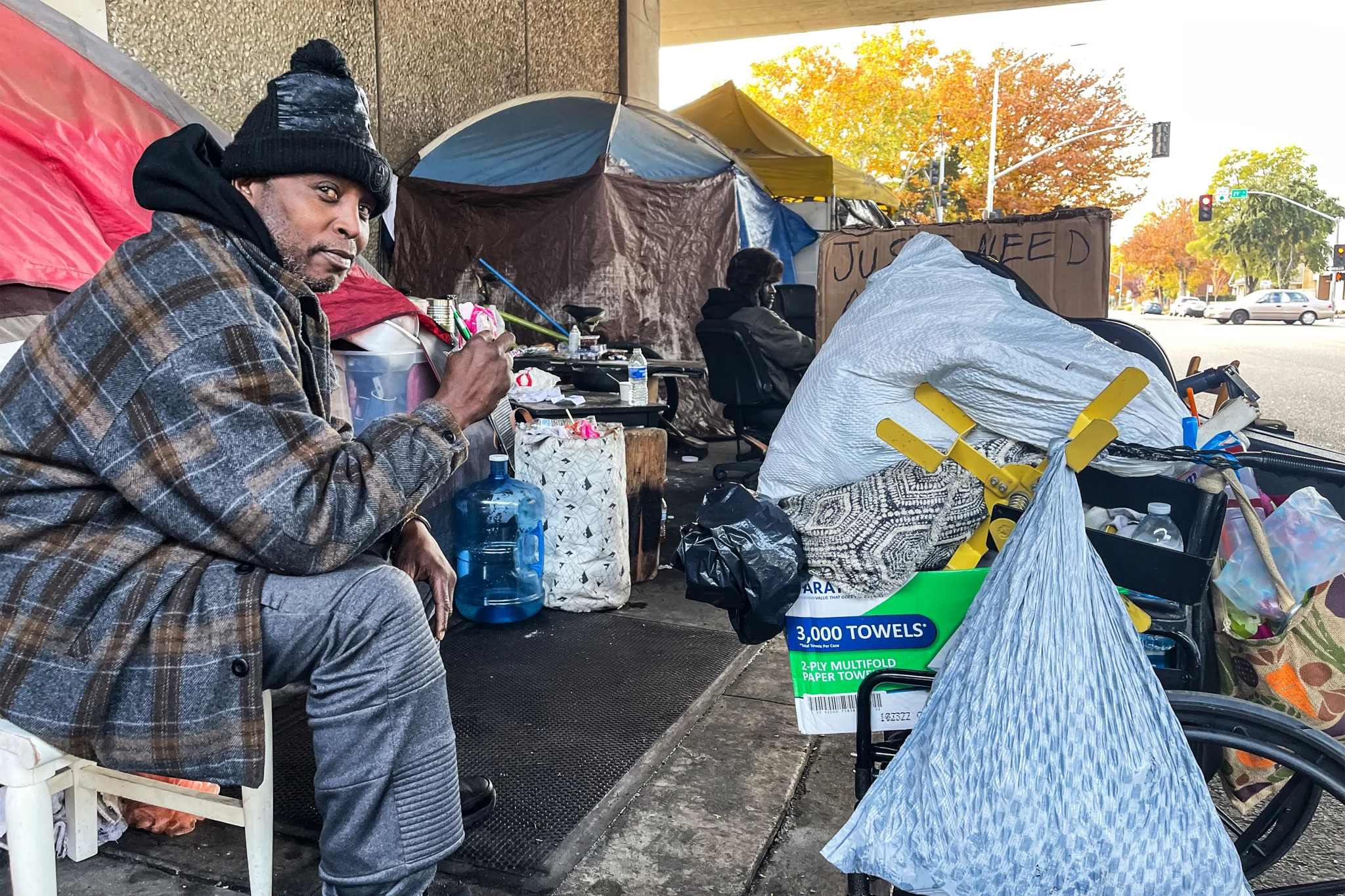 Chilli Williams lives under a freeway in midtown Sacramento.