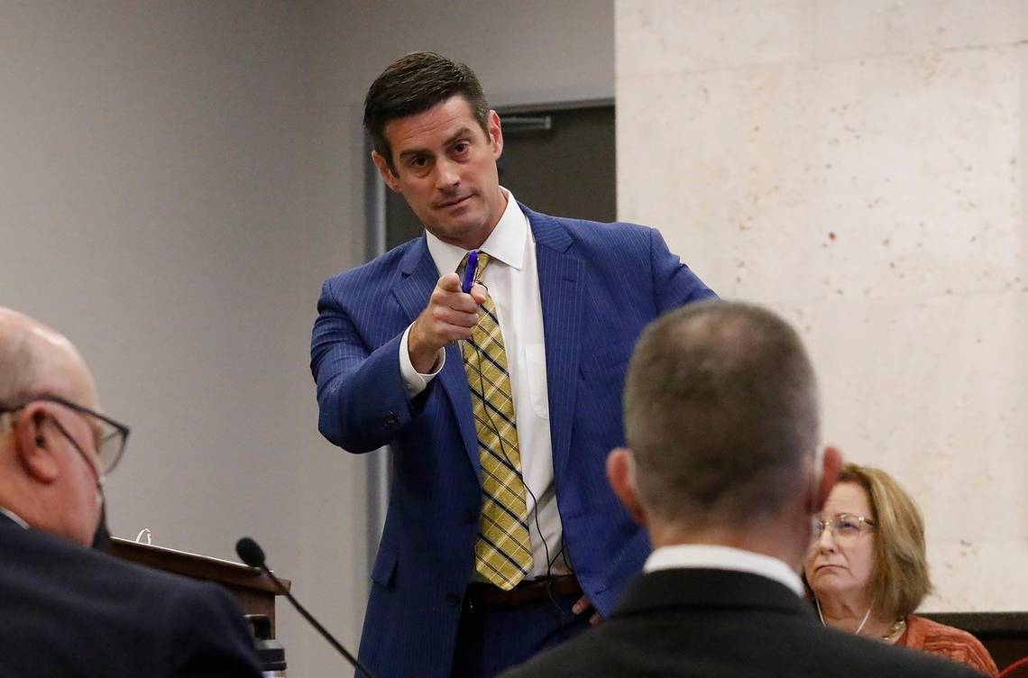 Deputy District Attorney Chris Peurvelle speaks during closing arguments in the Kristin Smart murder trial on Monday, Oct. 3, 2022. 