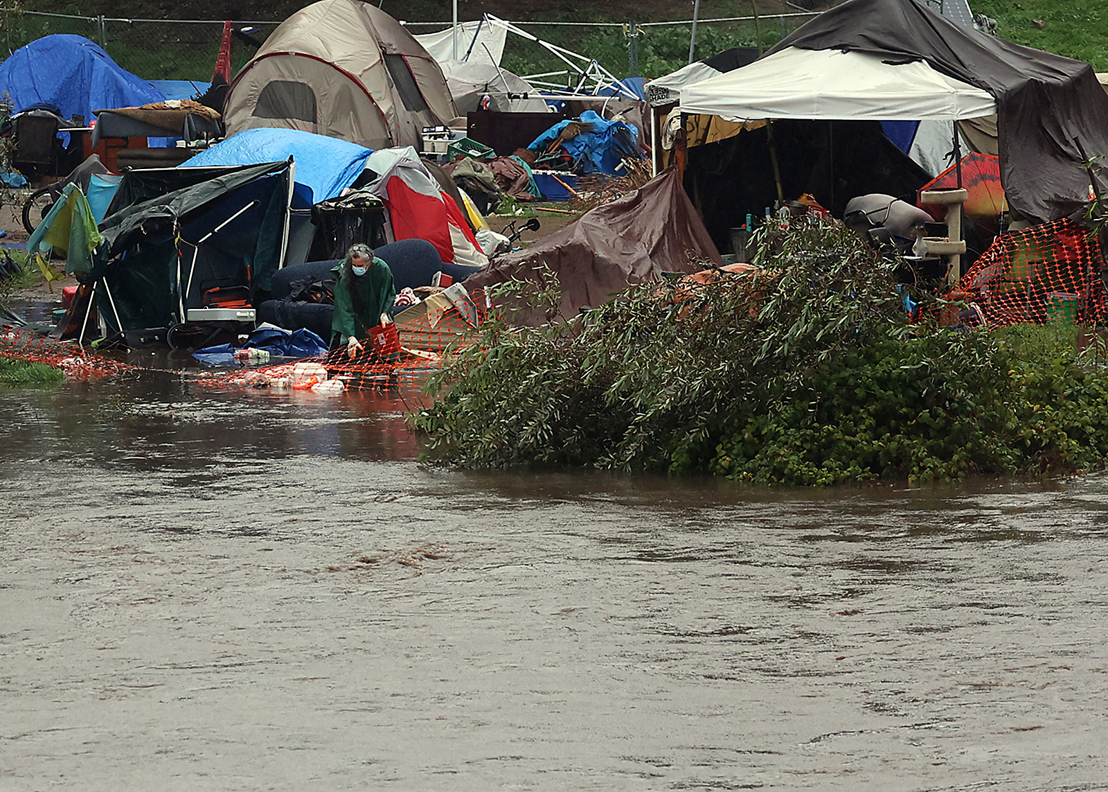 San Lorenzo Park Benchlands homeless encampment in Santa Cruz flooded in December. (Shmuel Thaler -- Santa Cruz Sentinel)