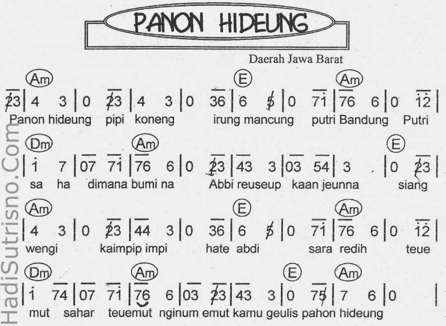 Lagu Daerah Panon Hideung