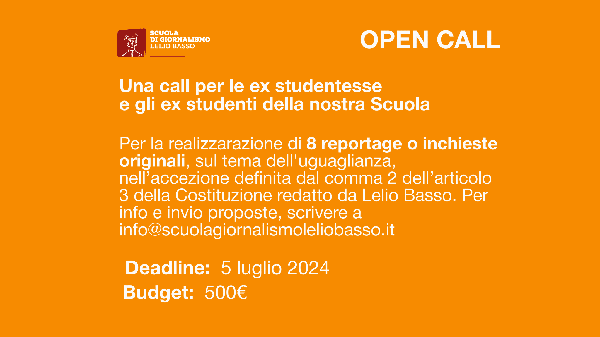 Miniatura per l'articolo intitolato:Una call per le ex studentesse e gli ex studenti della Scuola di giornalismo Lelio Basso