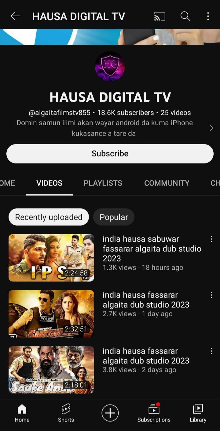 India hausa movies YouTube channel