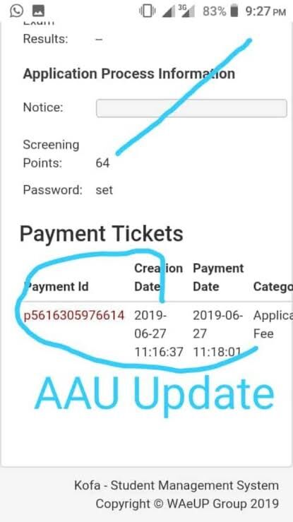 How to check UTME screening results on AAU Kofa