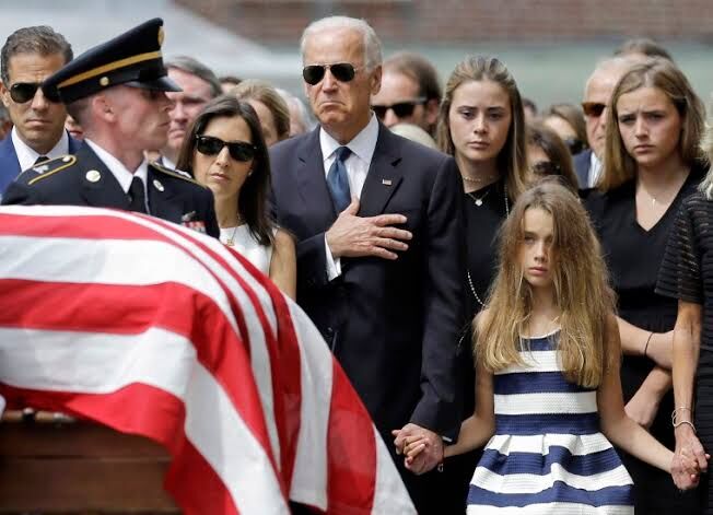 Hallie Biden and her family at the funeral of her husband