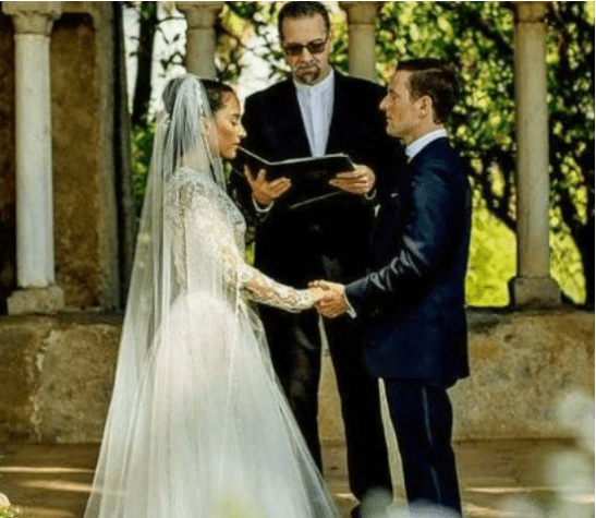 Emily Compagno and her husband, Peter Riley on their wedding day