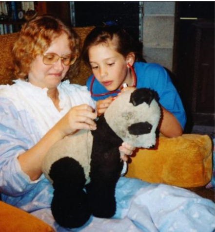 a younger Emily Compagno with her mother