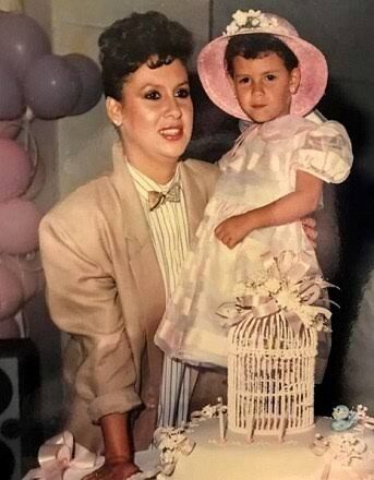 young Manuela Escobar with her mother