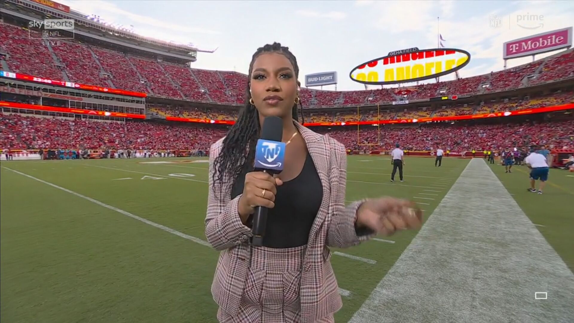 Taylor Rooks reporting from the stadium