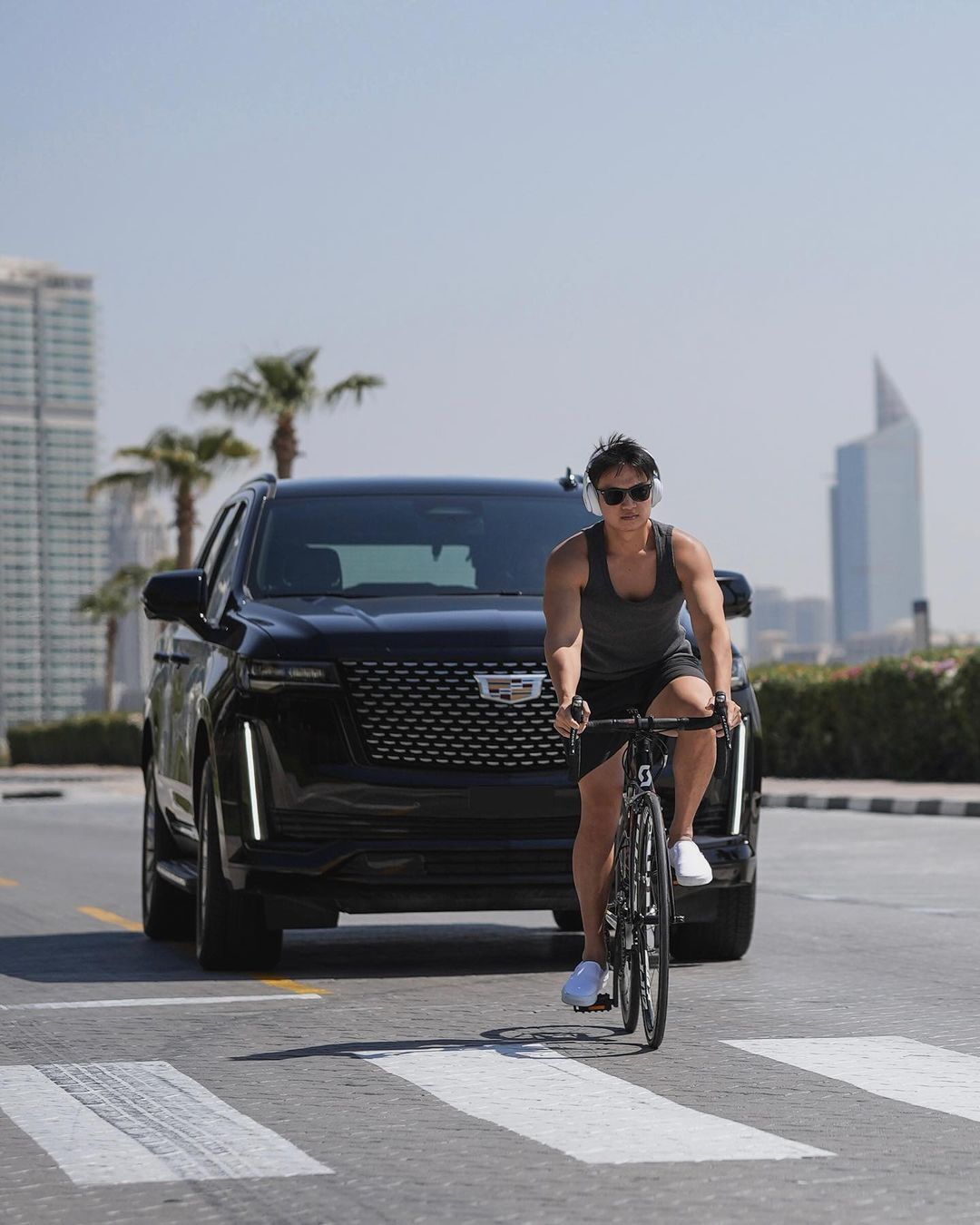 Wayne Liang riding bicycle 