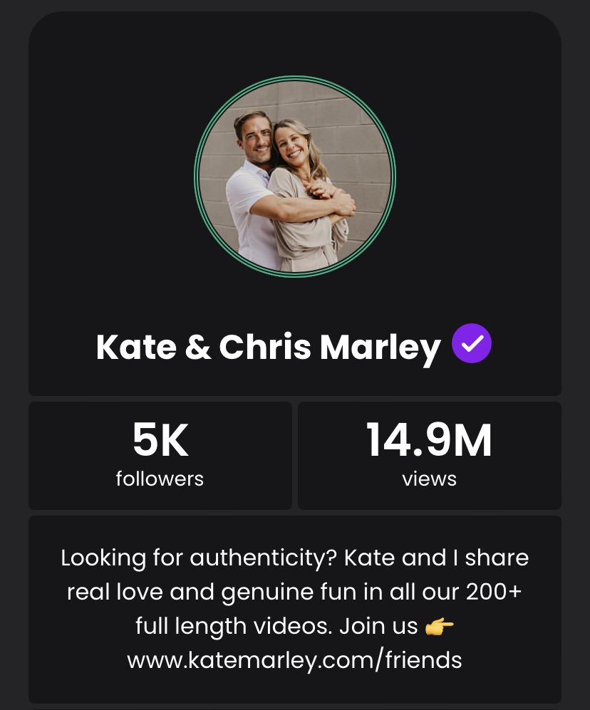 Kate and Chris Marley verified profile on Onlyfans