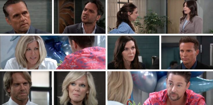 general hospital spoilers collage anna, jason, carly, spinelli, dante, sonny, kristina, molly, ava, john.