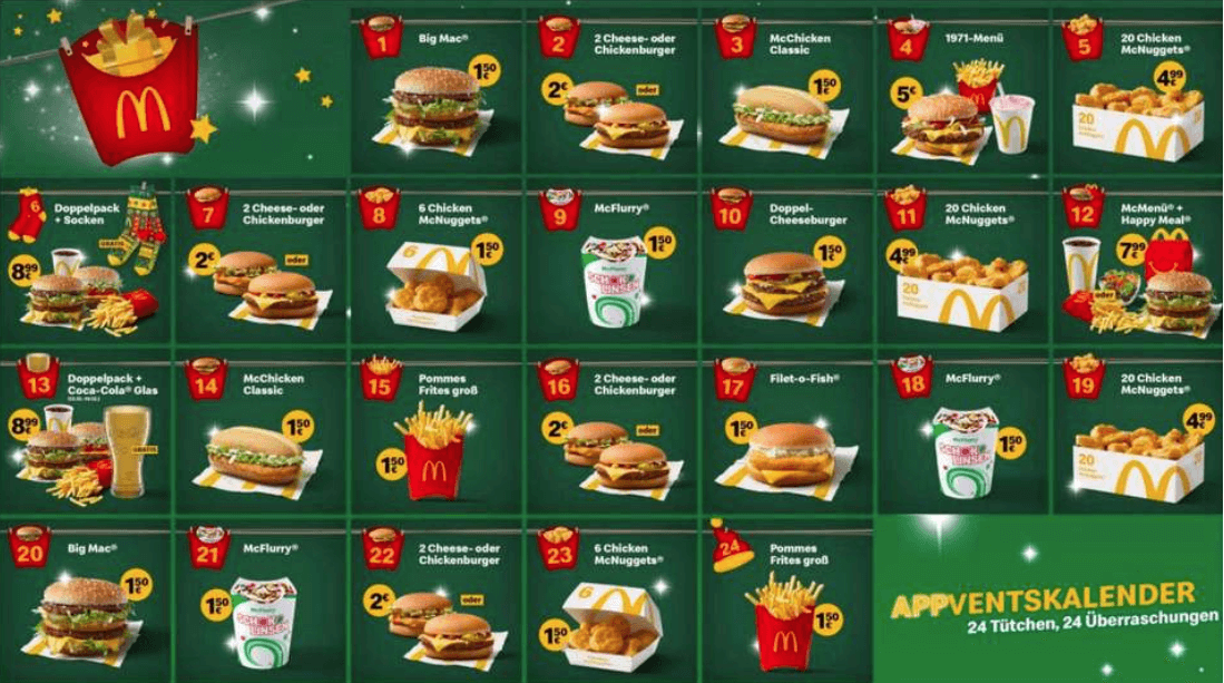 Mcdonald S Appventskalender 24 Turchen 24 Uberraschungen Sparmc